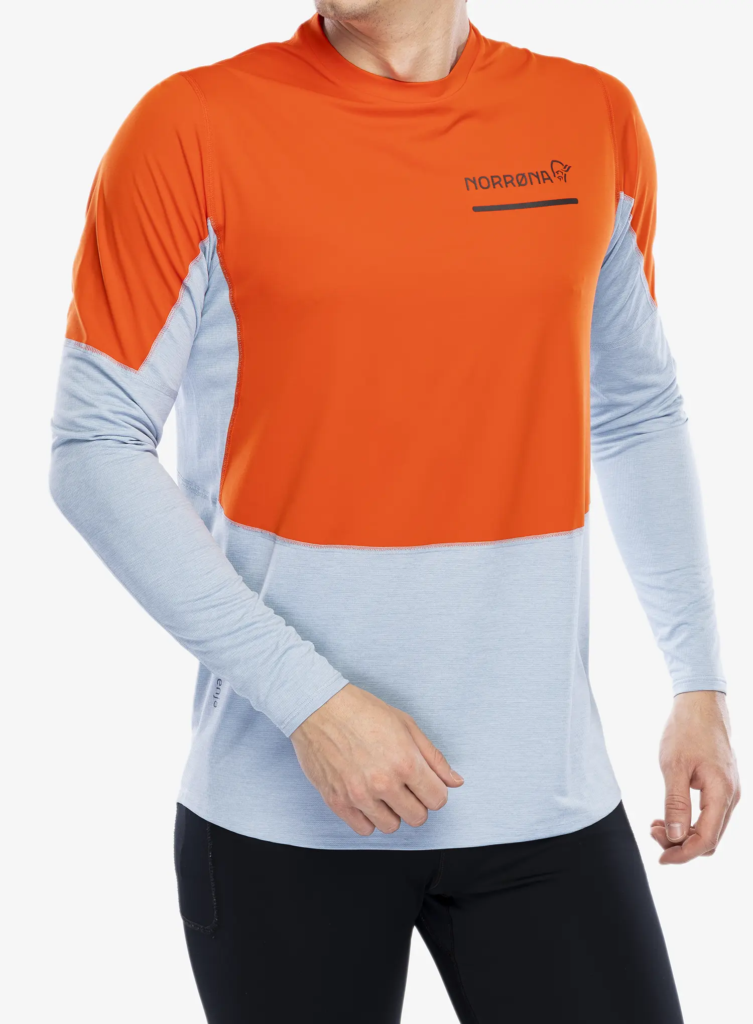 Mikina na běhání Norrona Senja Equaliser Lightweight Long Sleeve - adrenalin
