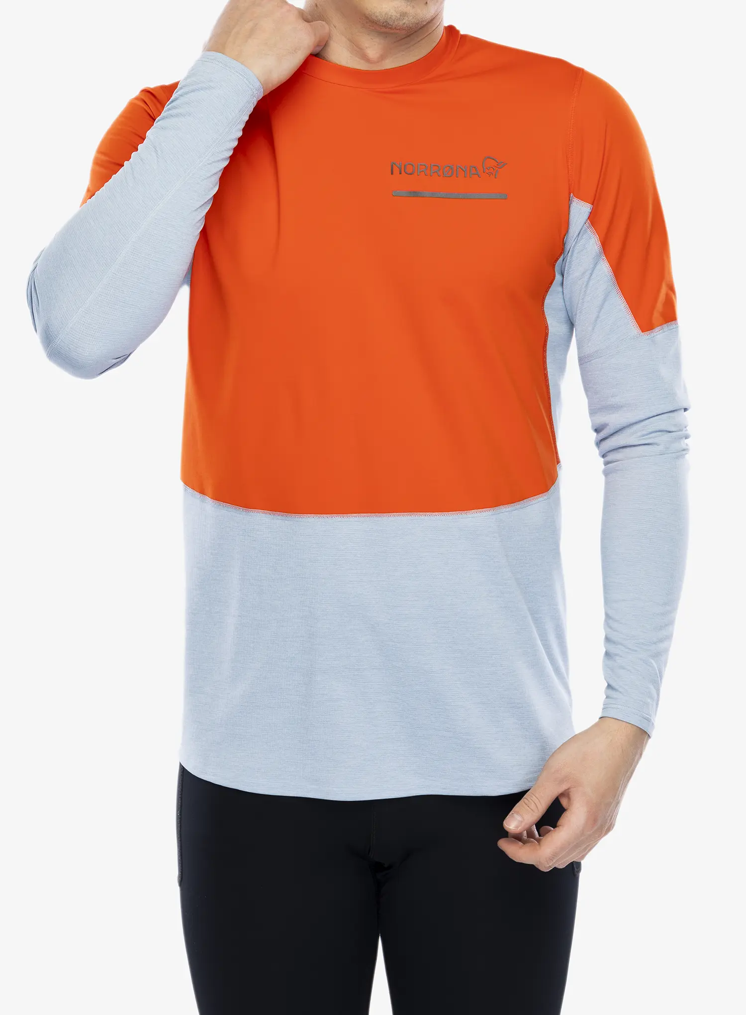 Mikina na běhání Norrona Senja Equaliser Lightweight Long Sleeve - adrenalin