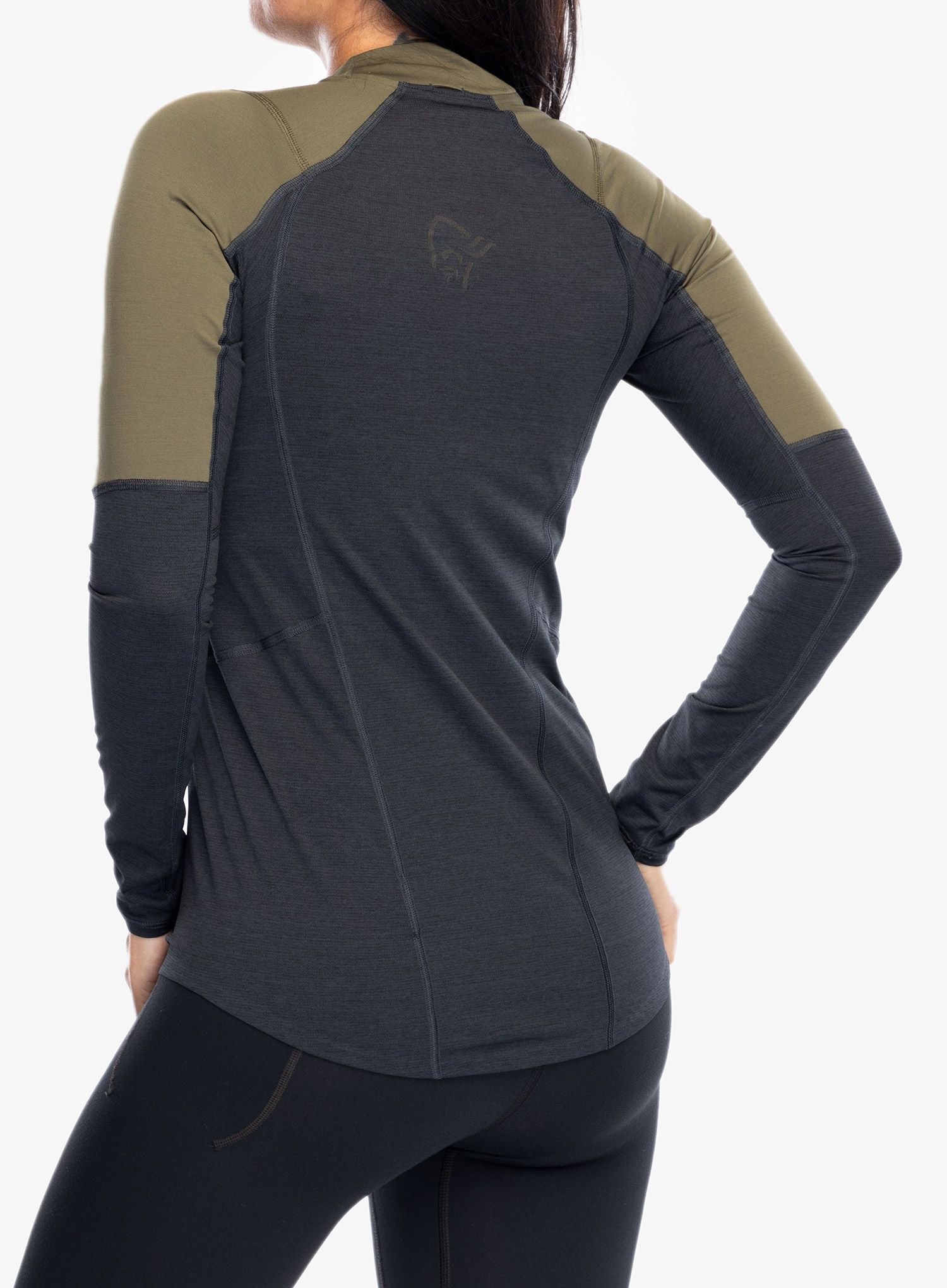 Mikina na běhání dámská Norrona Senja Equaliser Lightweight Long Sleeve - olive night