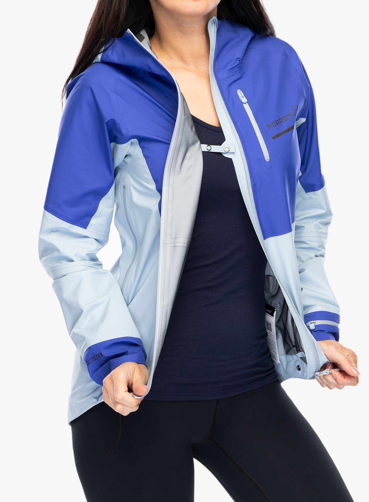 Bunda na běhání dámská Norrona Senja GORE-TEX Active Jacket - royal blue/blue fog