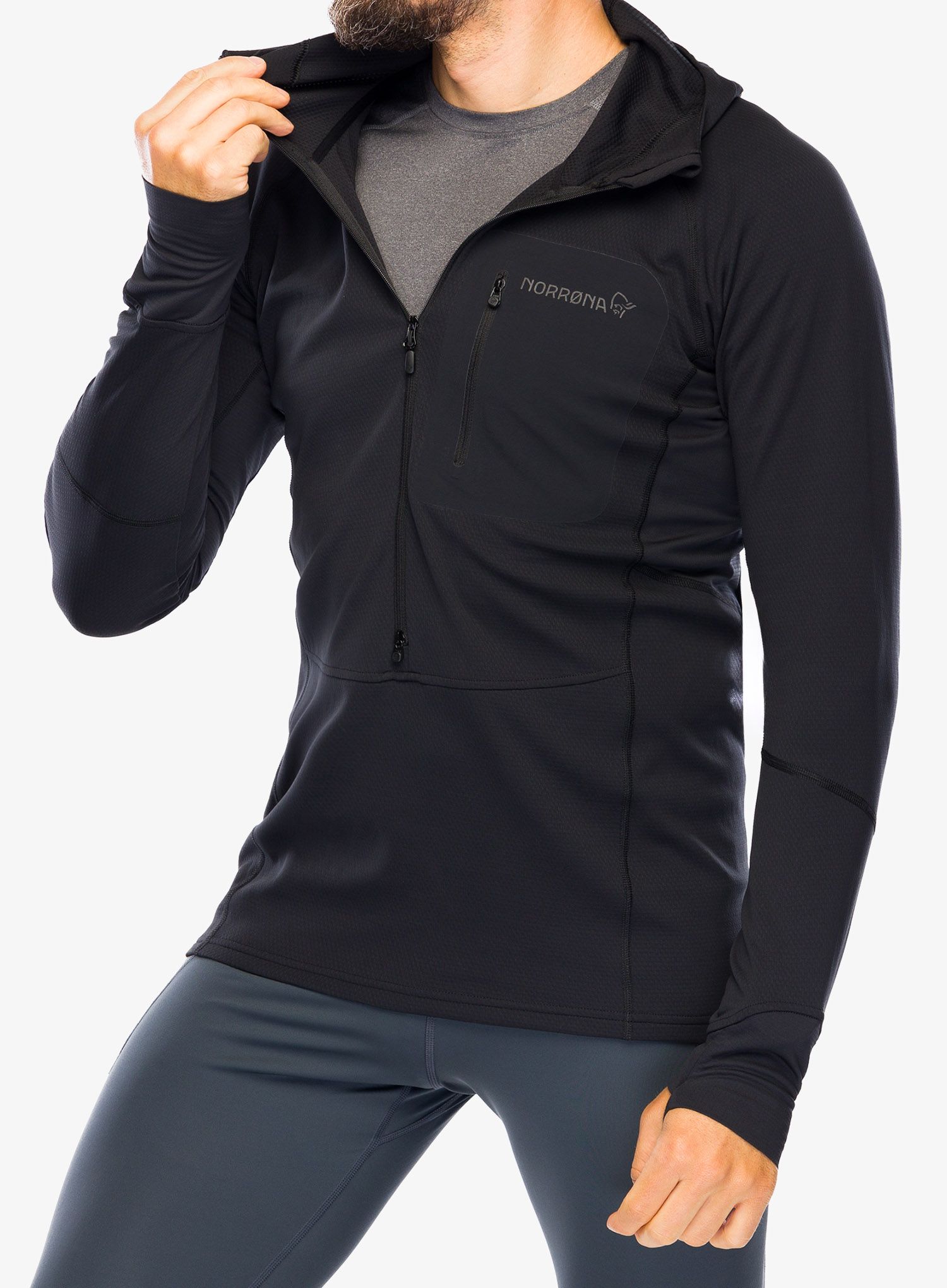 Mikina na běh Norrona Senja Warm1 Hood - caviar