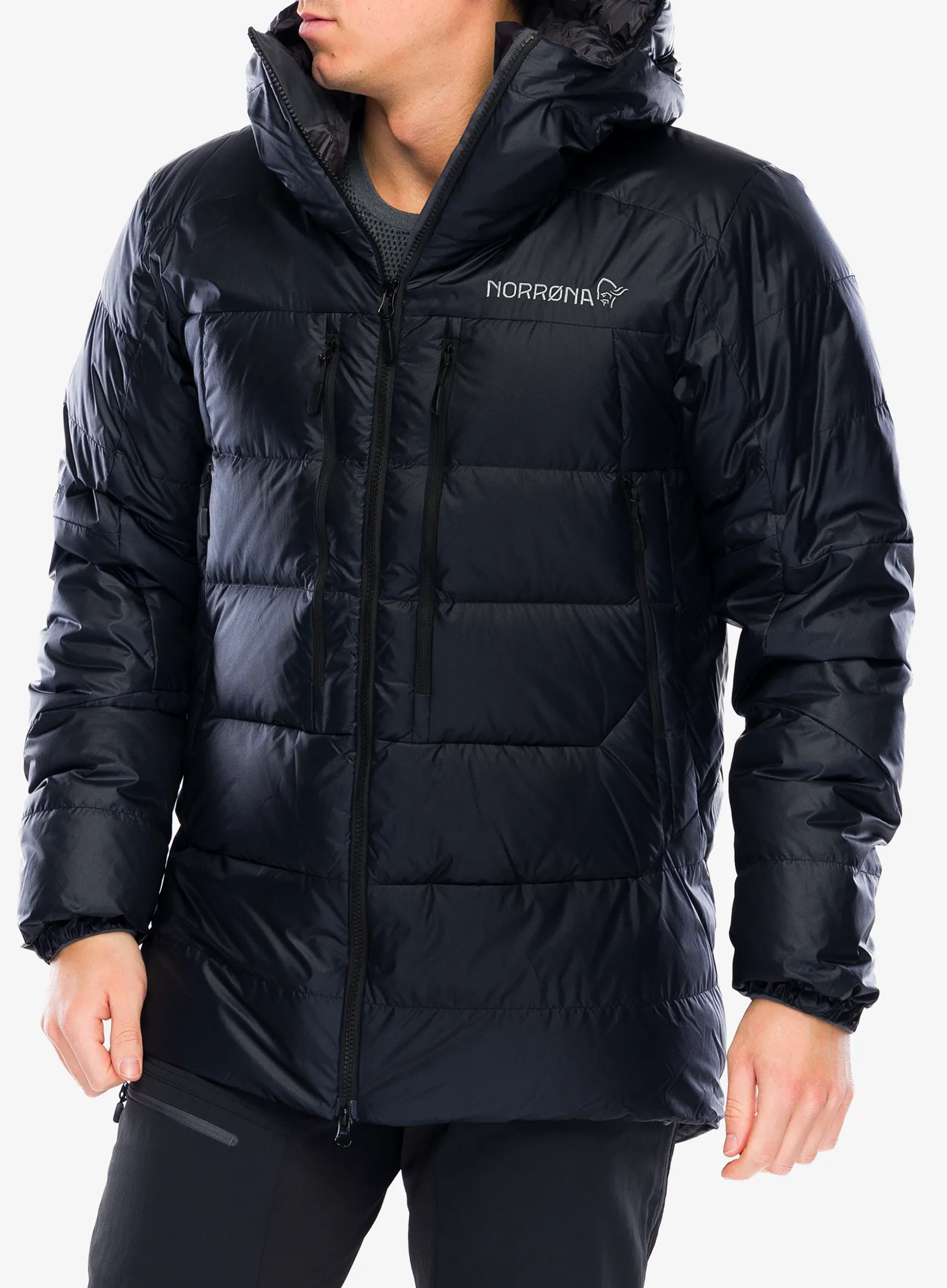 Péřová bunda Norrona Trollveggen Down800 Hood - caviar black