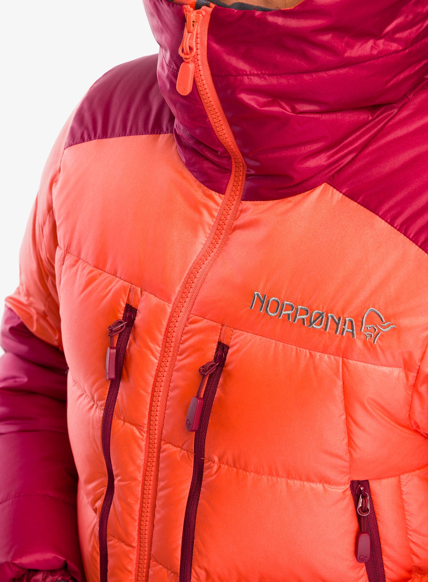 Dámská péřová bunda Norrona Trollveggen Down800 Hood - orange alert
