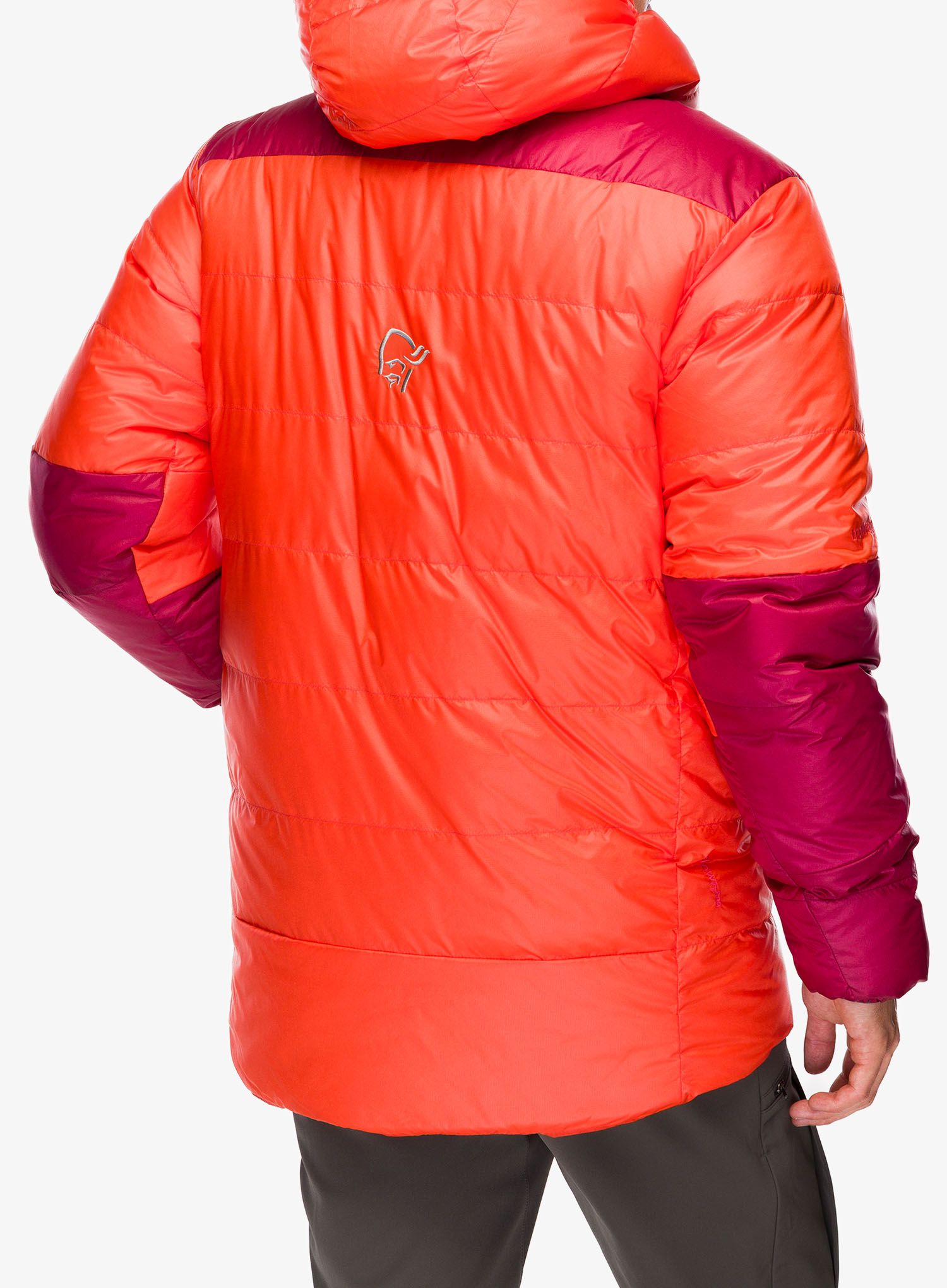 Péřová bunda Norrona Trollveggen Down800 Hood - adrenalin/adrenalin
