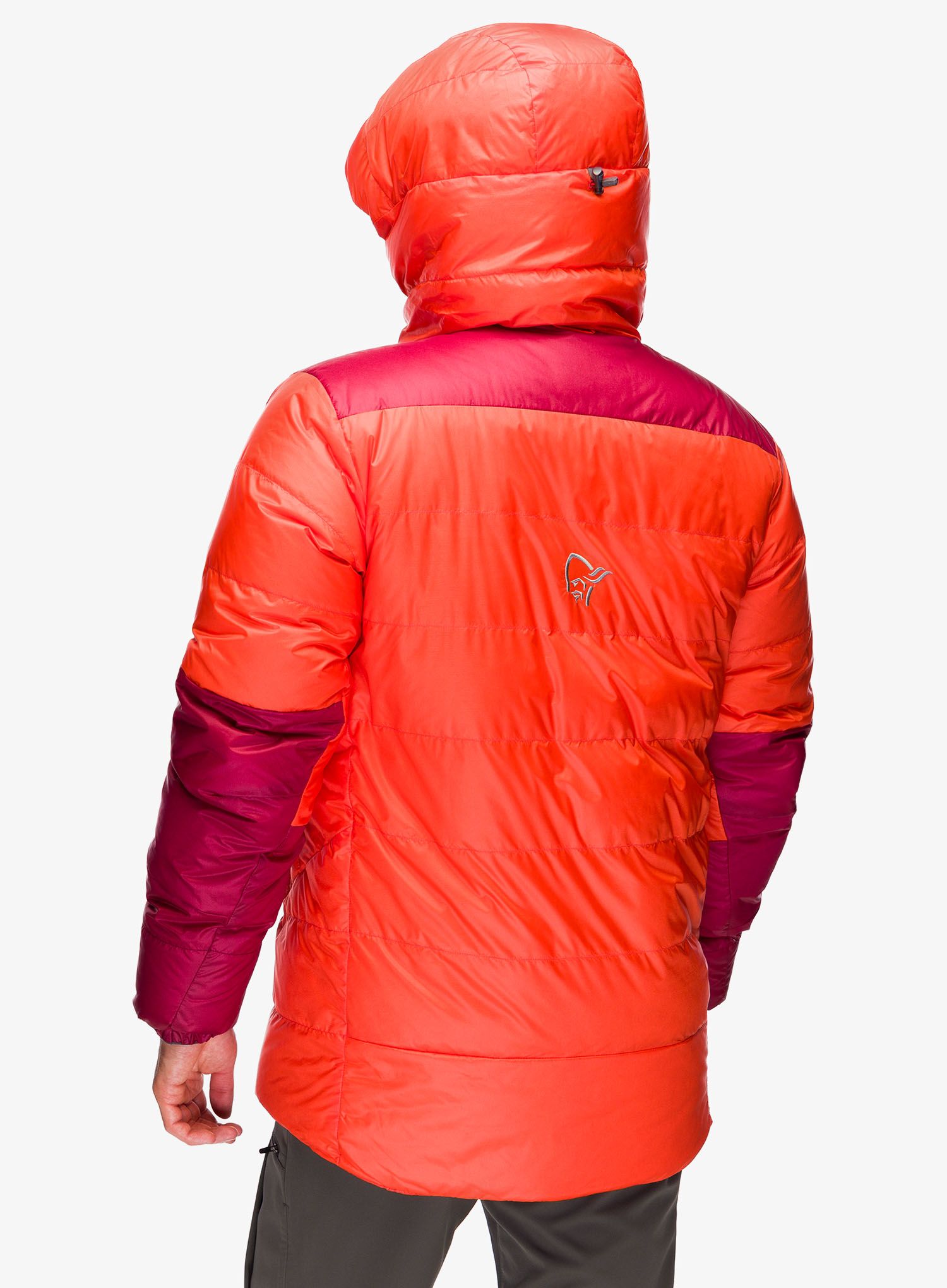 Péřová bunda Norrona Trollveggen Down800 Hood - adrenalin/adrenalin