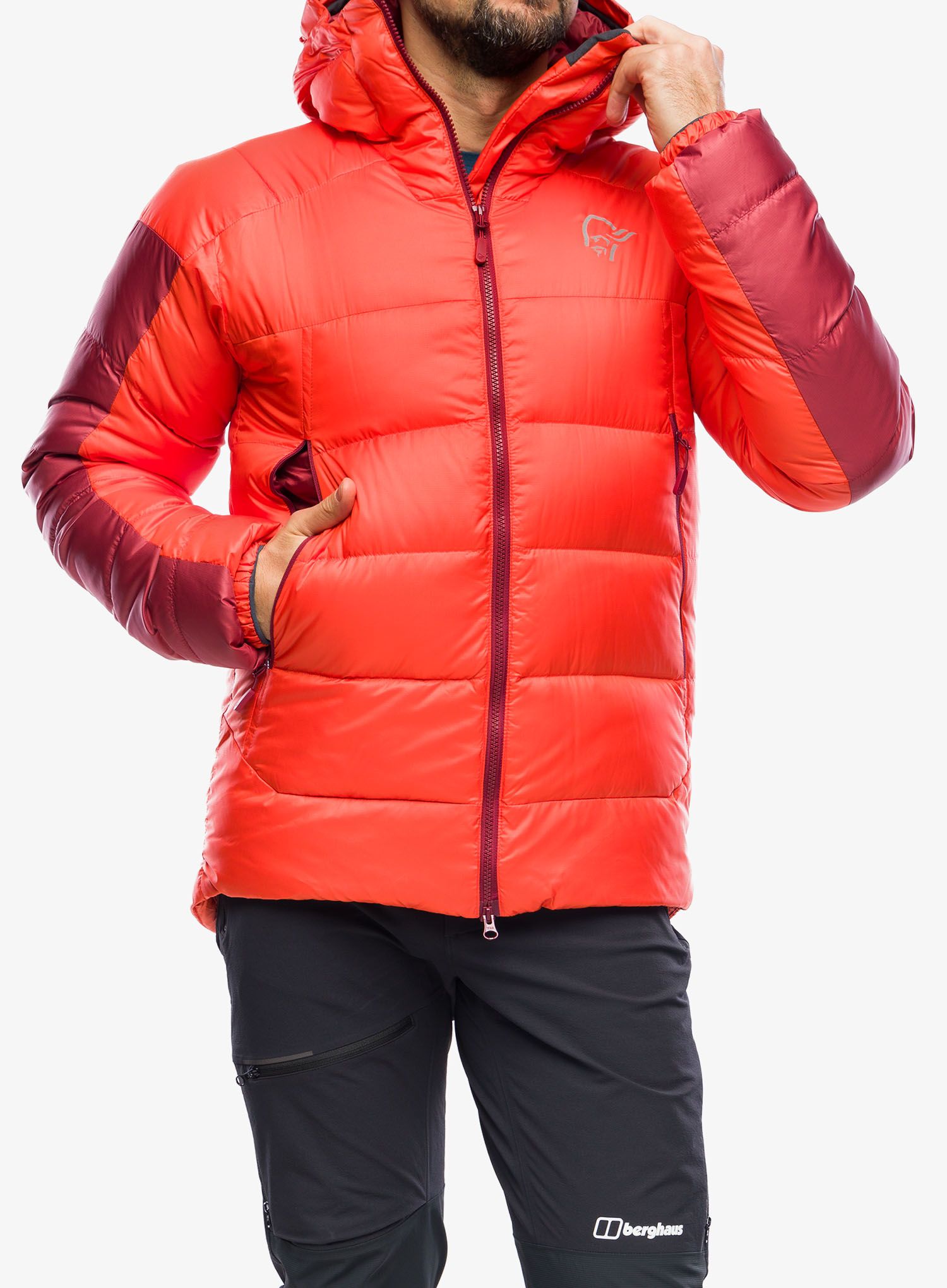 Péřová bunda Norrona Trollveggen Down850 Jacket - arednalin/rhubarb