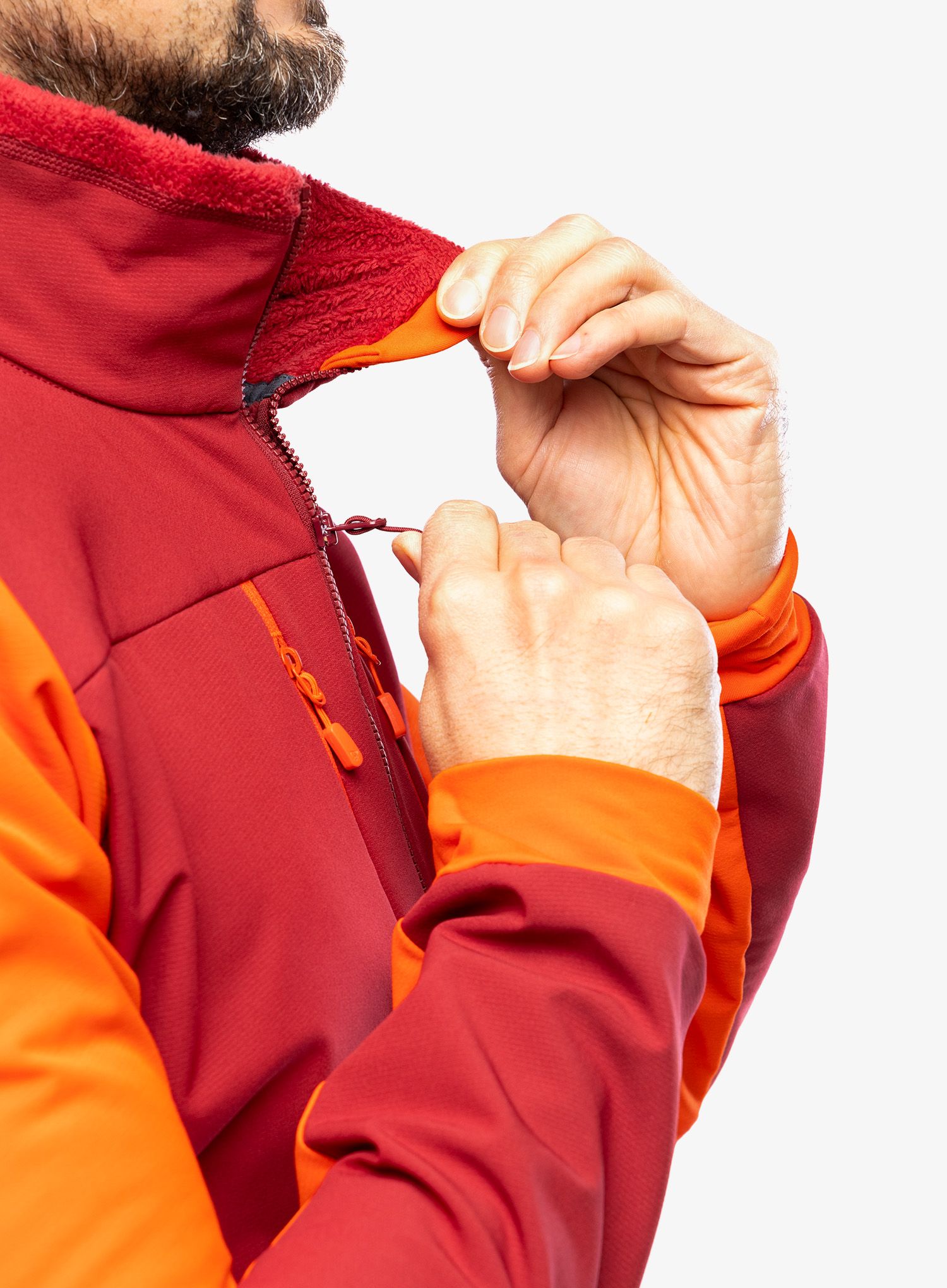 Softshellová bunda pánská Norrona Trollveggen Hiloflex200 Jacket - arednalin/rhubarb