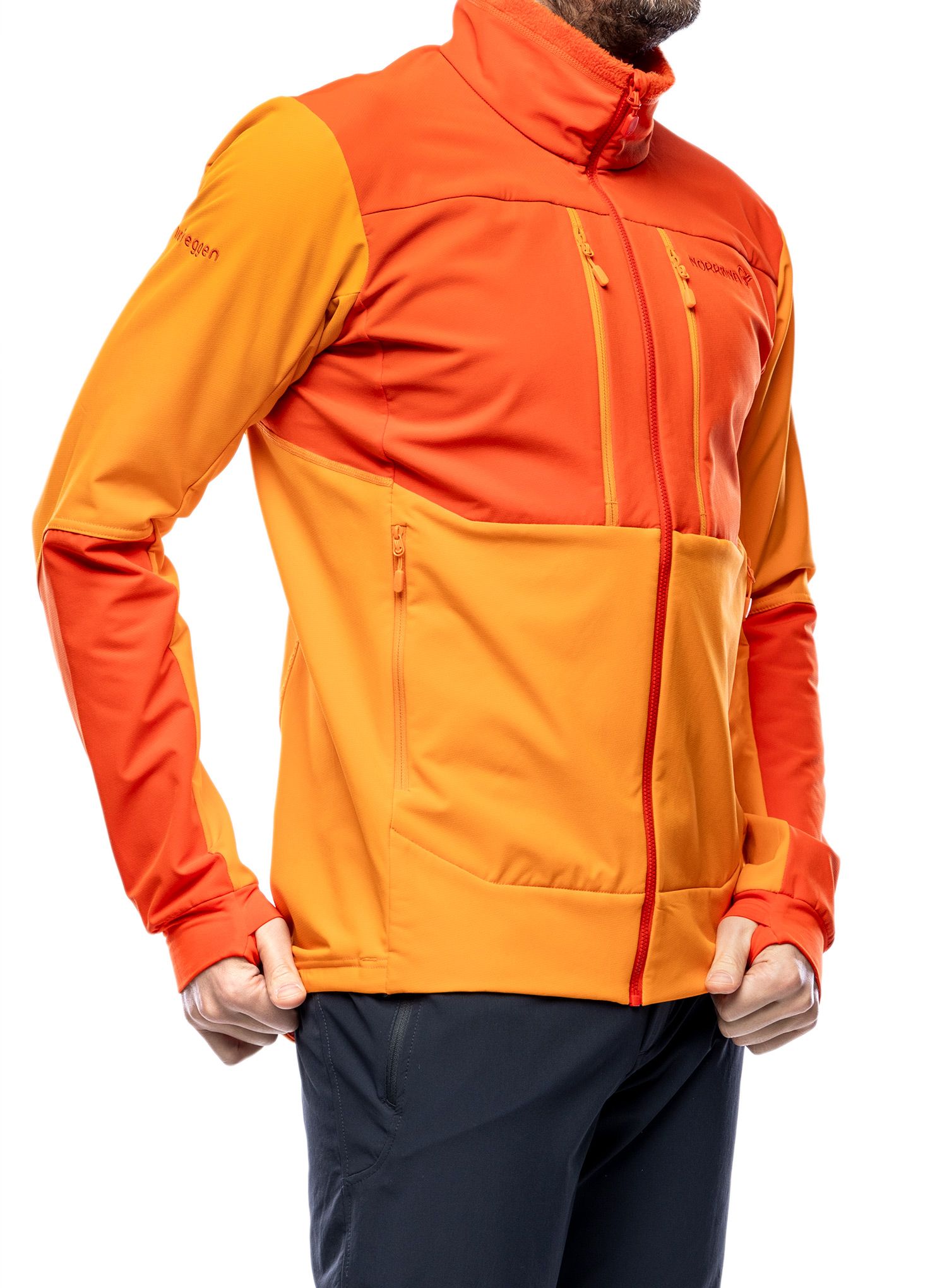 Softshellová bunda Norrona Trollveggen Hiloflex200 Jacket - orange popsicle