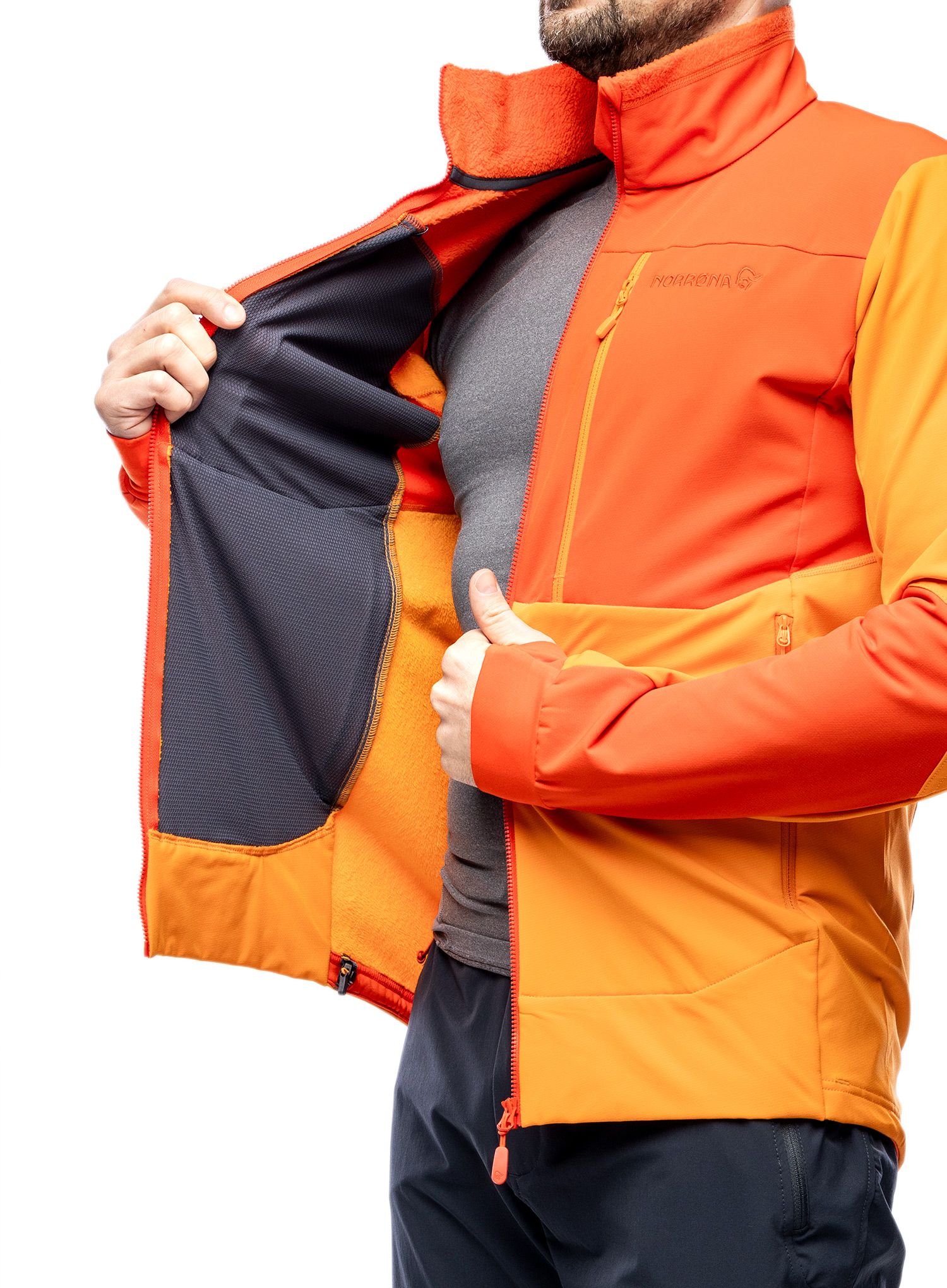 Softshellová bunda Norrona Trollveggen Hiloflex200 Jacket - orange popsicle