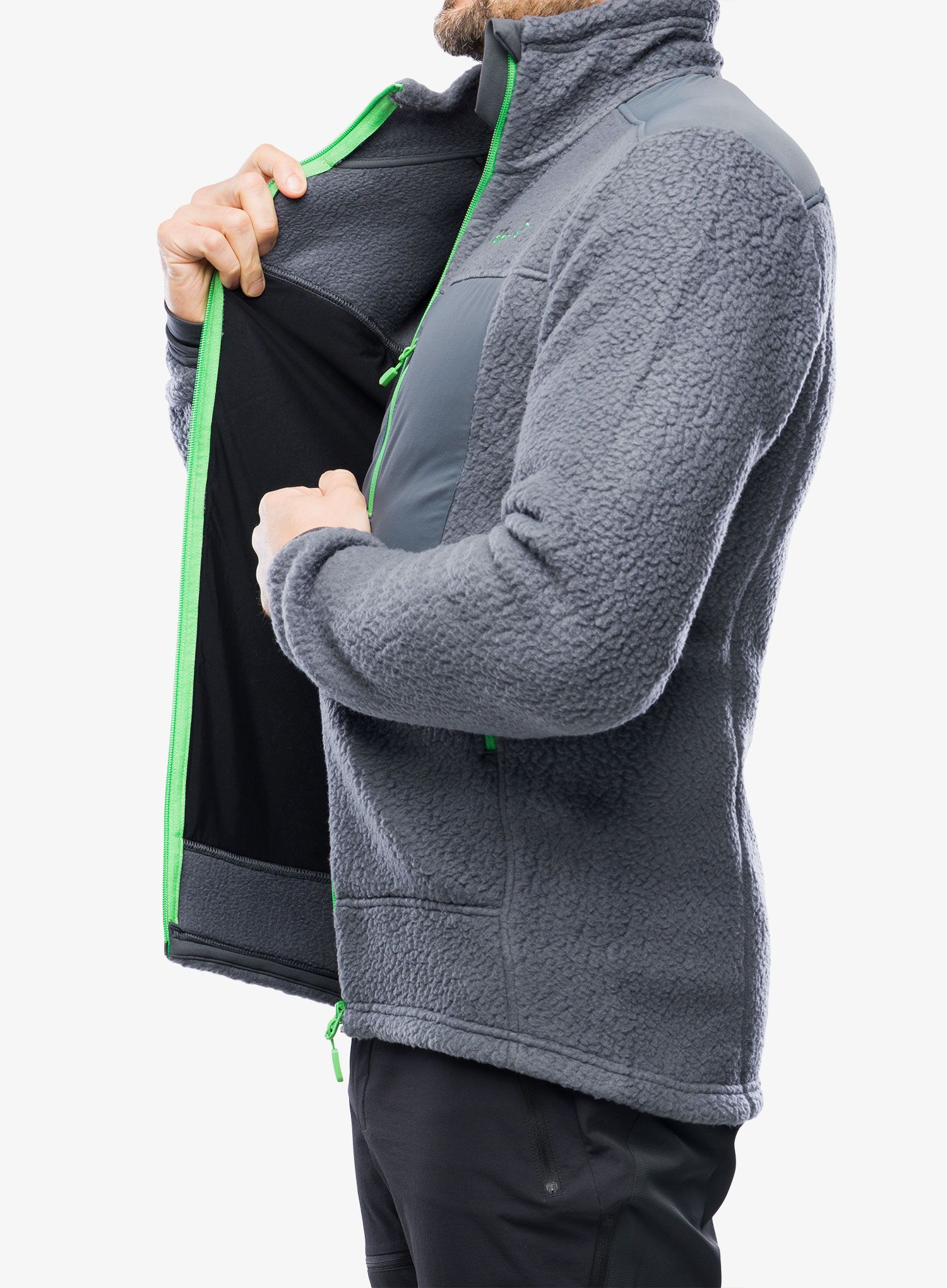 Fleecová mikina Norrona Trollveggen Thermal Pro Jacket - cool black/classic green