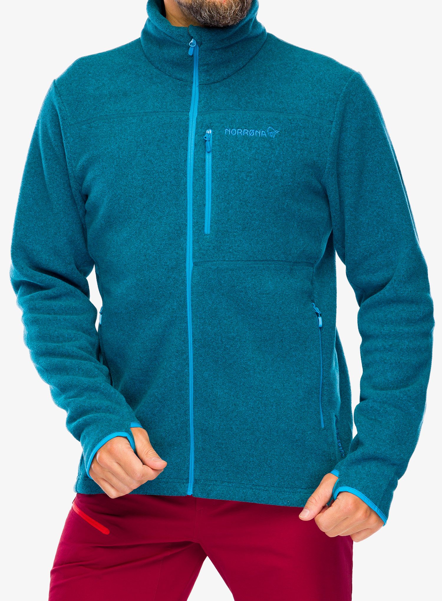 Fleece mikina Norrona Warm2 Jacket - hawaiian surf