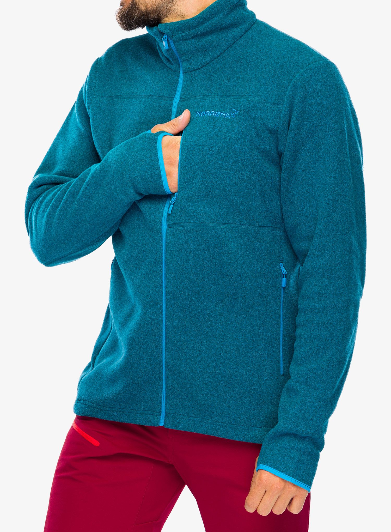 Fleece mikina Norrona Warm2 Jacket - hawaiian surf
