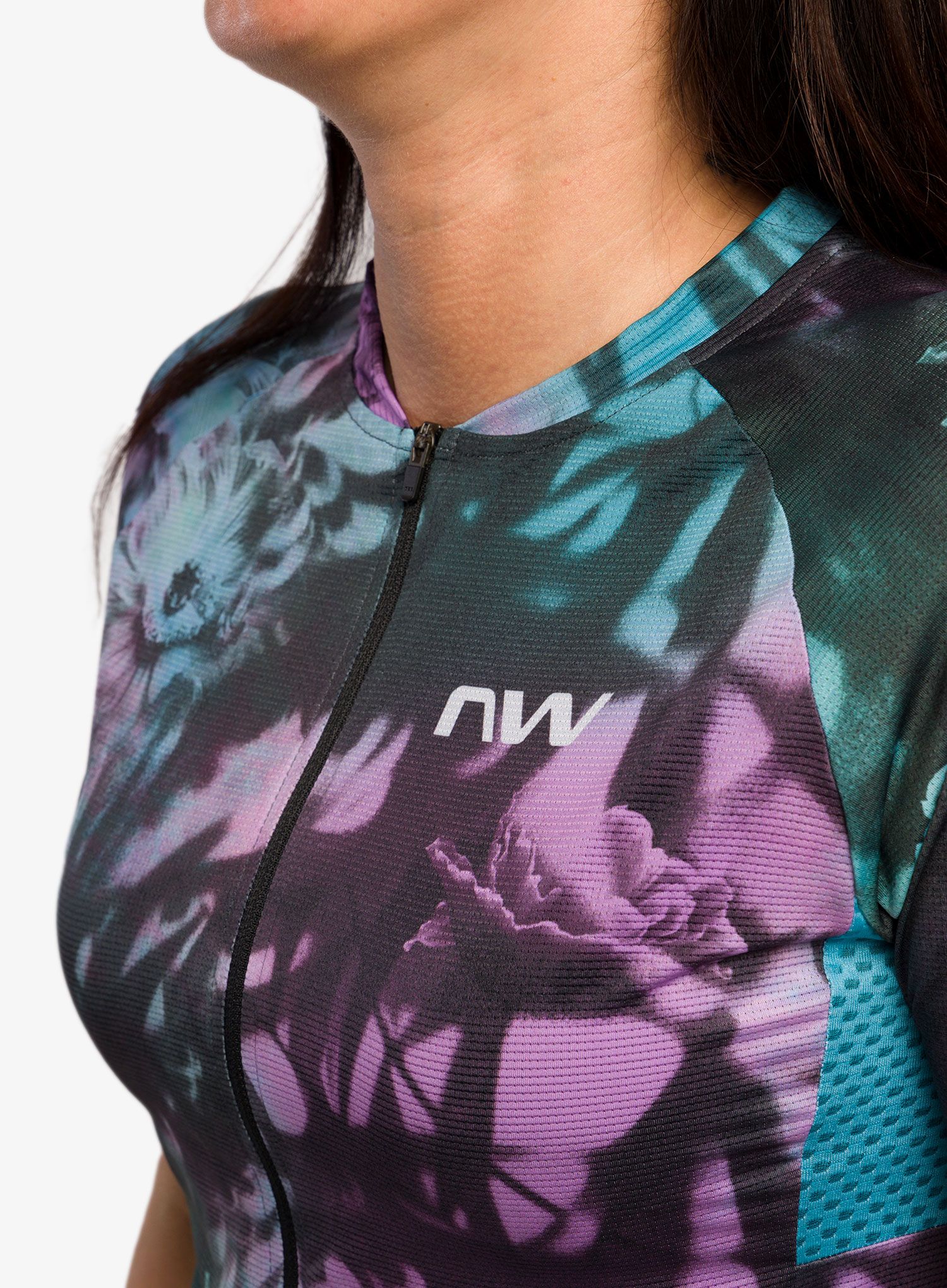 Cyklo triko dámské Northwave Blade Flower Woman Jersey Short Sleeve  - black/turquoise