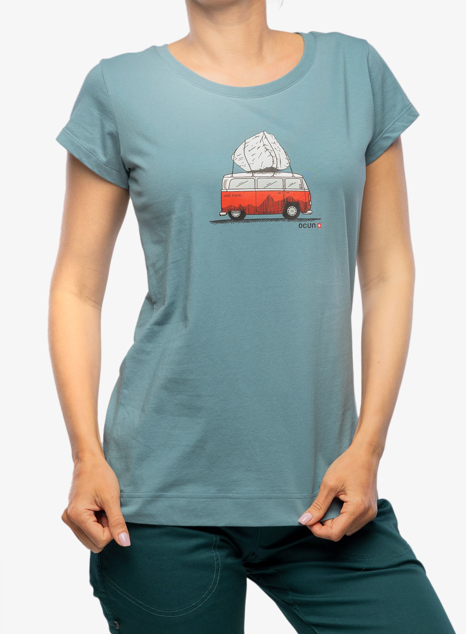 Bavlněné tričko dámské Ocun Classic T Bus-Stone - blue hydro