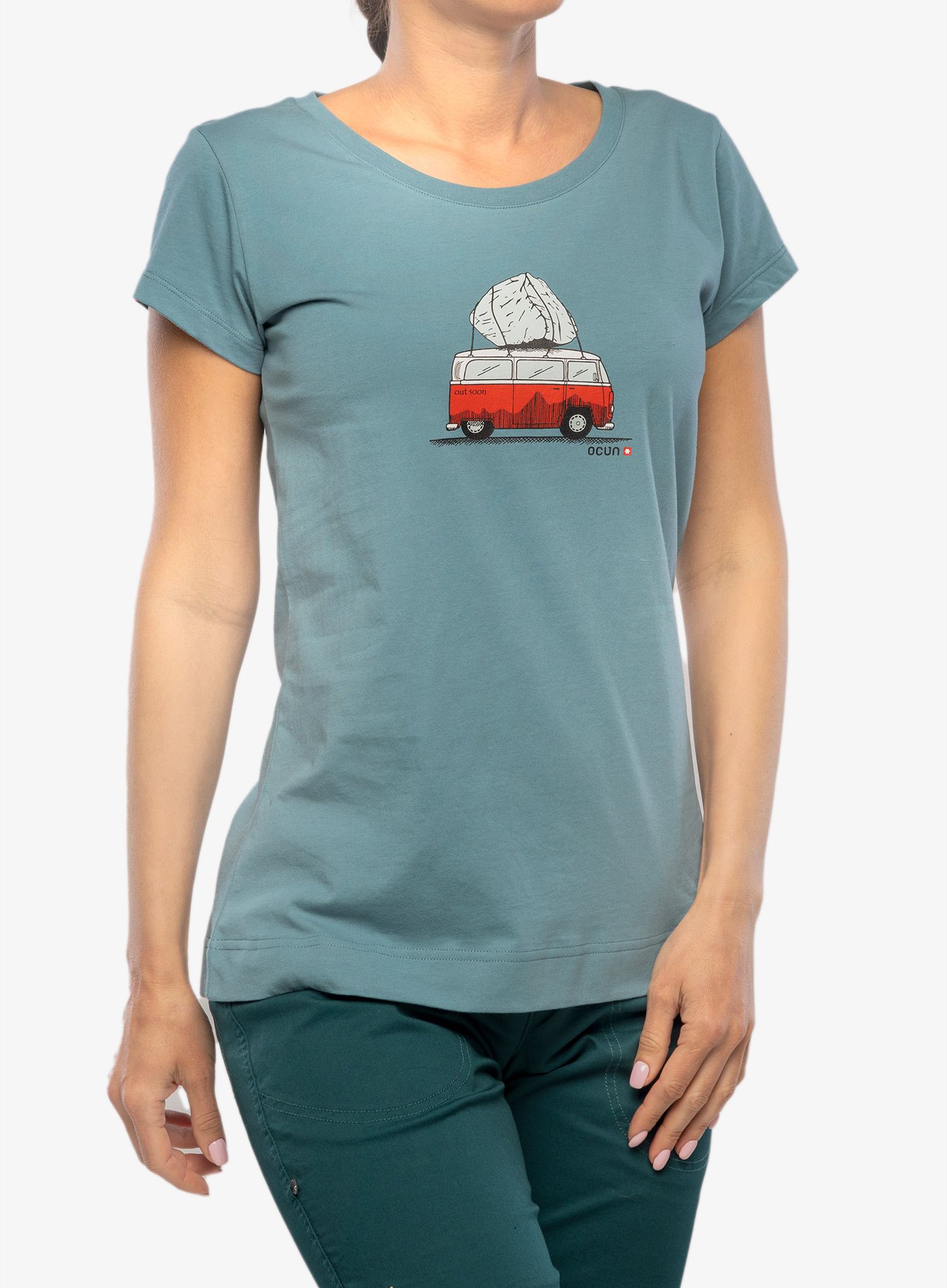 Bavlněné tričko dámské Ocun Classic T Bus-Stone - blue hydro