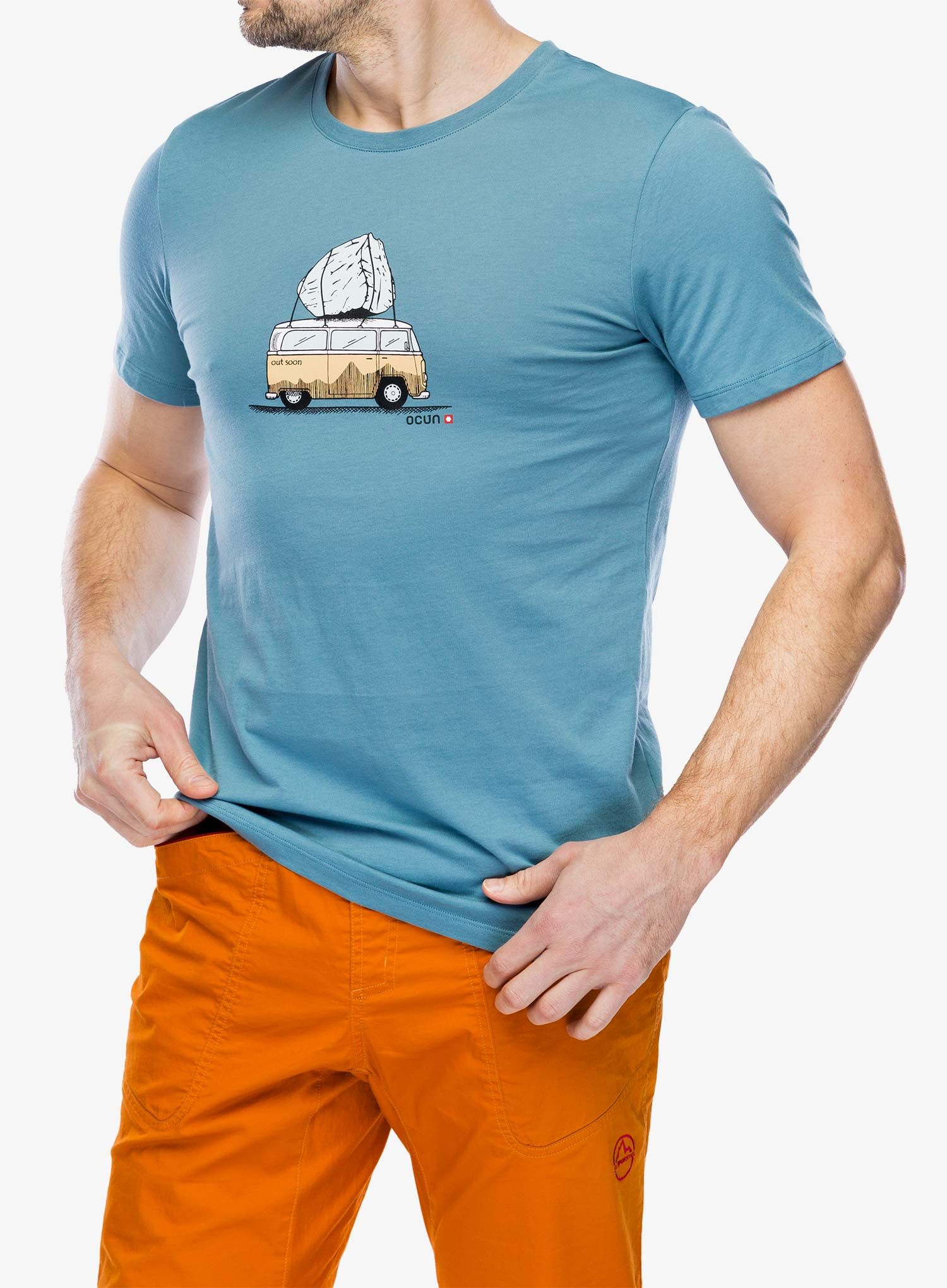 Lezecké triko Ocun Classic T Bus-Stone - blue hydro