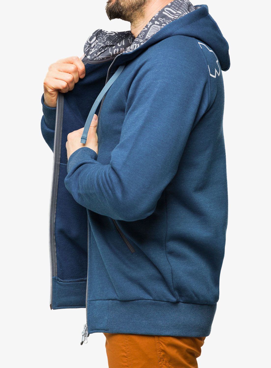 Mikina s kapucí Ocun Hoodie Zipper - blue opal/excalibur