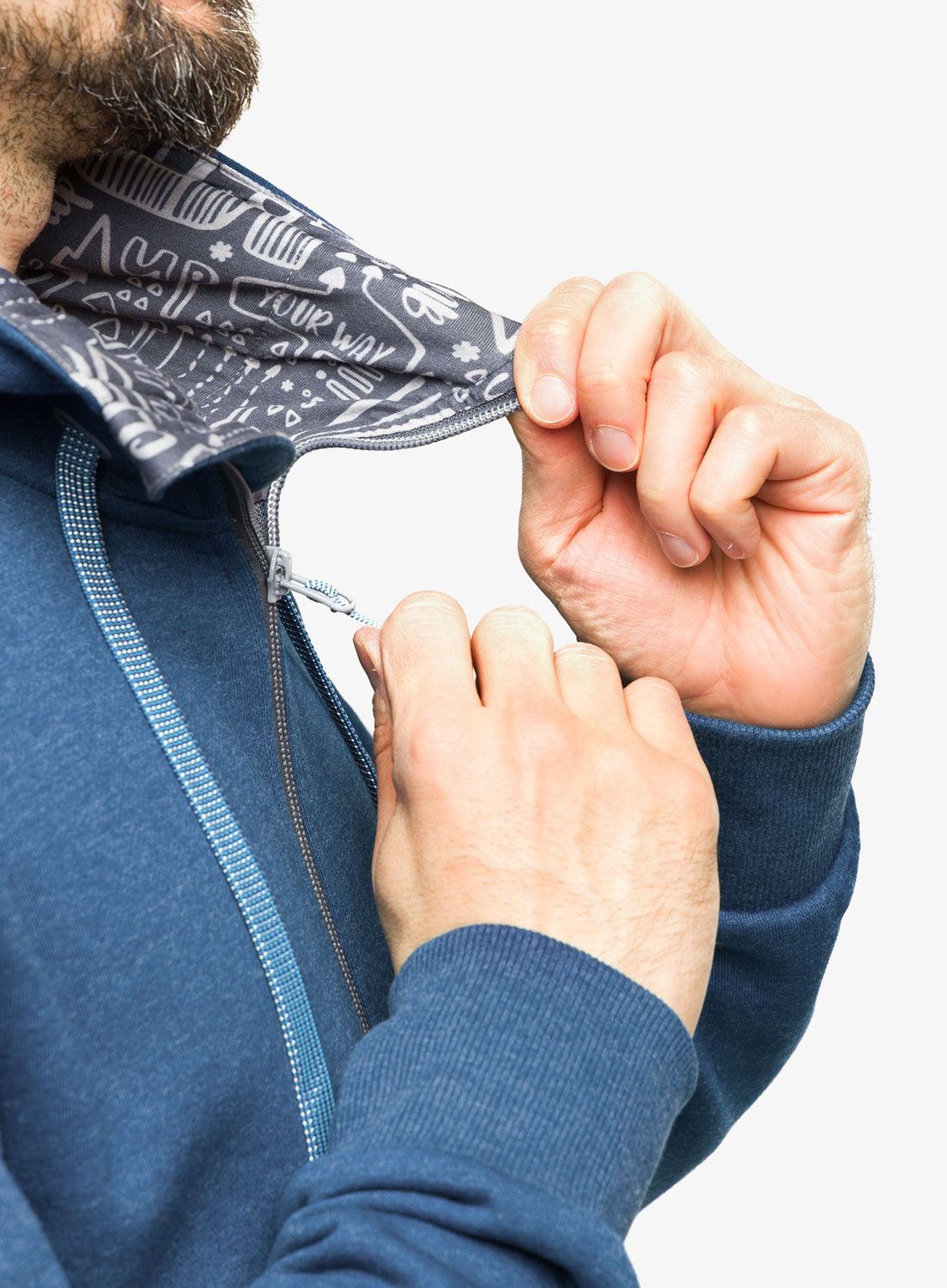 Mikina s kapucí Ocun Hoodie Zipper - blue opal/excalibur