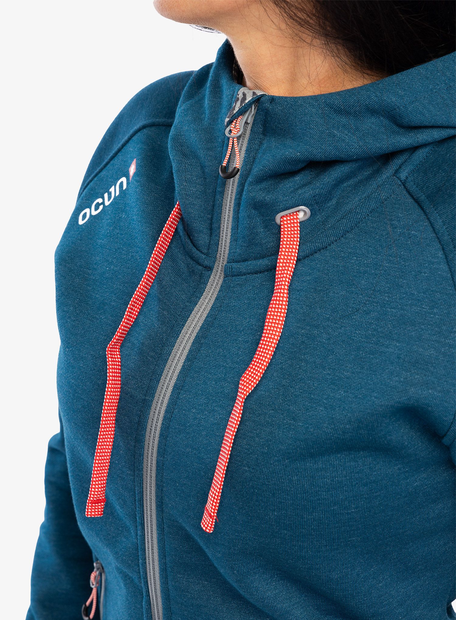 Dámská mikina s kapucí Ocun Hoodie Zipper - blue opal/silverscone