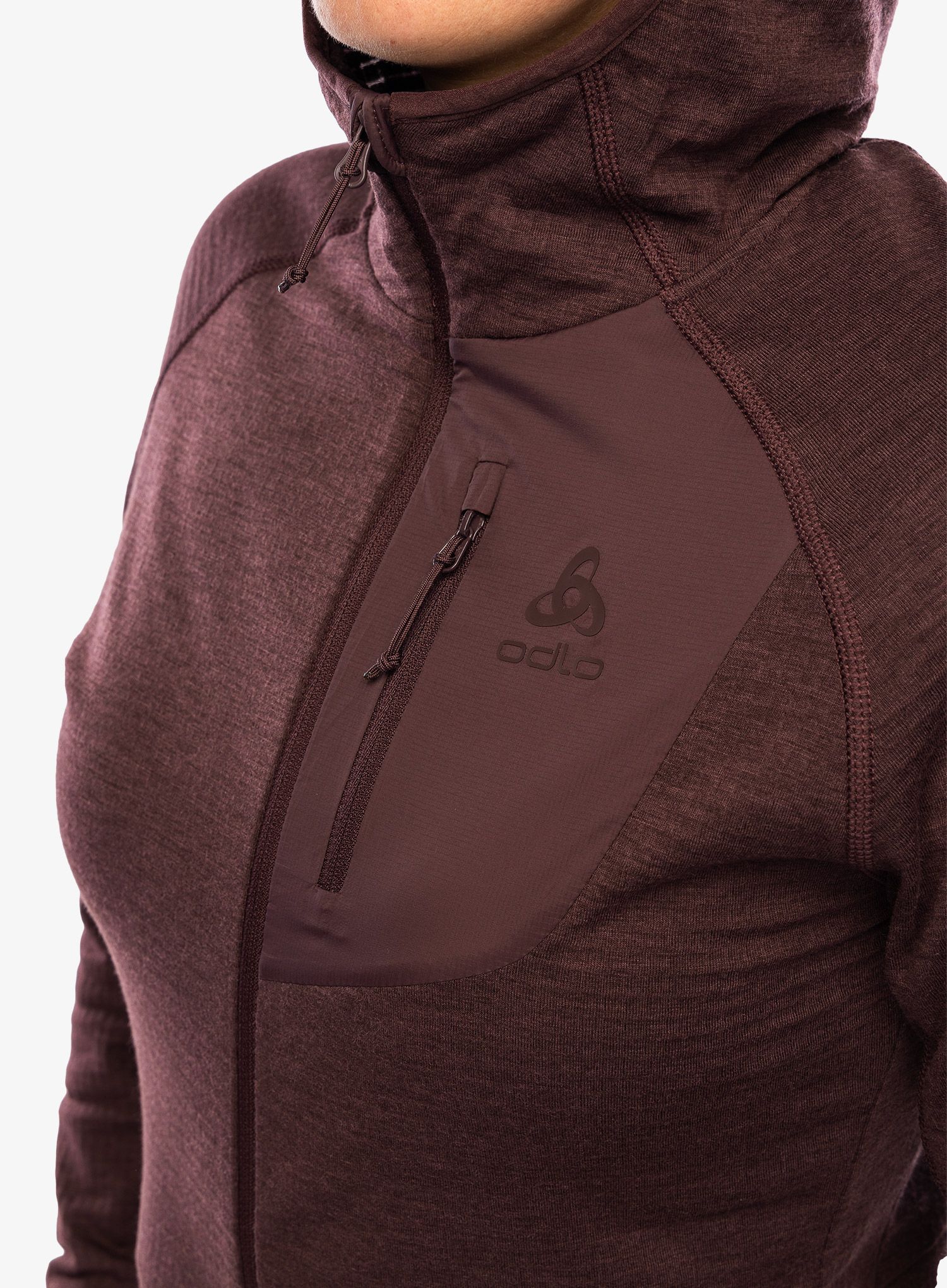 Dámská mikina s kapucí Odlo Ascent Mid Layer Hoody Full Zip - fudge