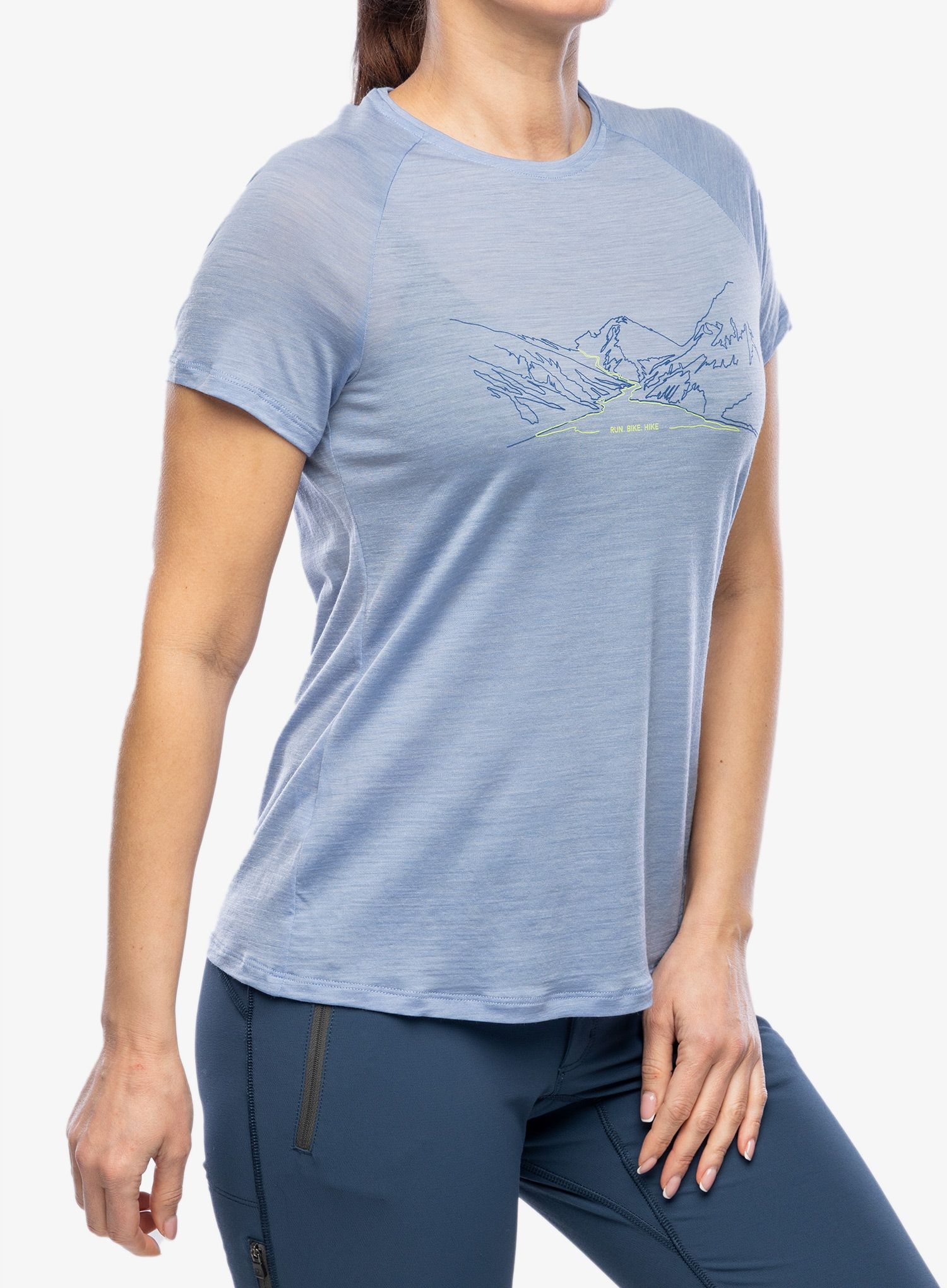 Merino triko dámské Odlo Ascent PW 130 Run. Bike. Hike. T-Shirt - blue heron melange