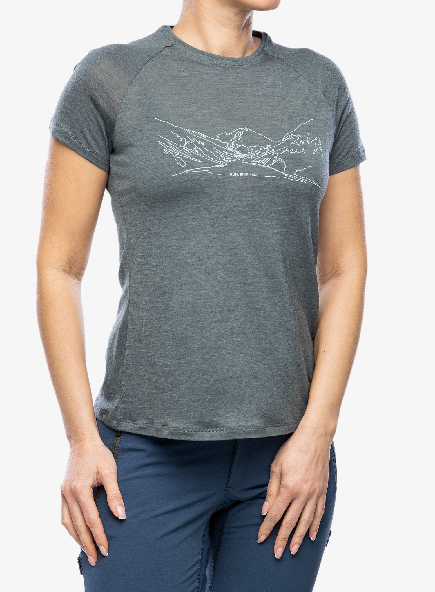 Merino triko dámské Odlo Ascent PW 130 Run. Bike. Hike. T-Shirt - dark slate melange