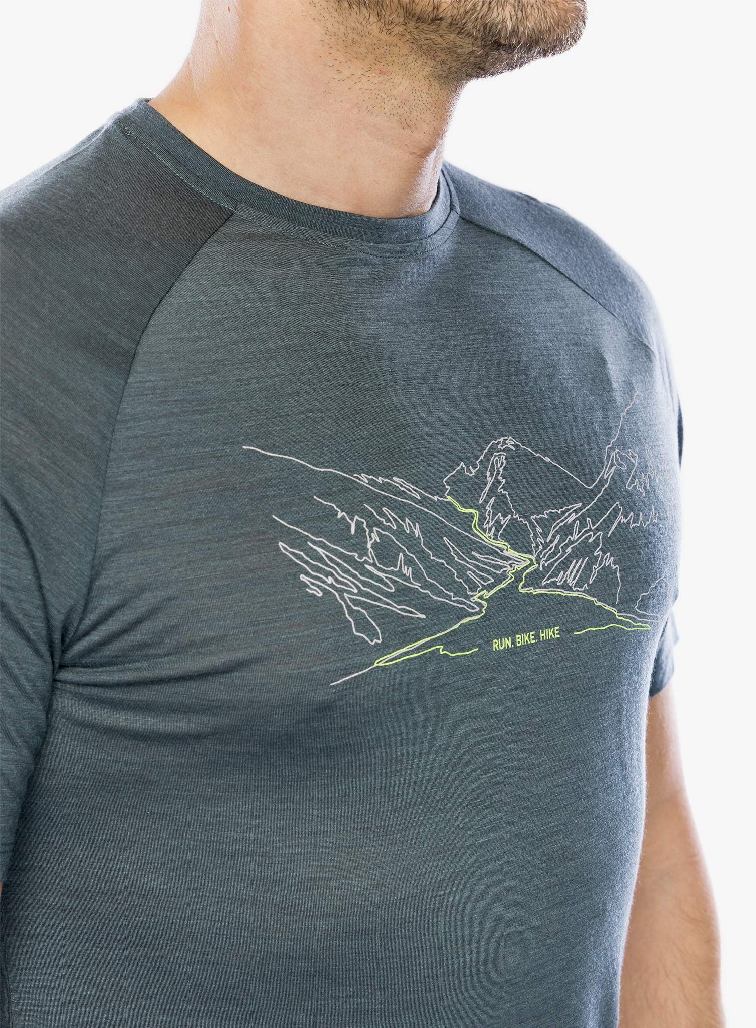 Merino triko Odlo Ascent PW 130 Run. Bike. Hike. T-Shirt - dark slate melange