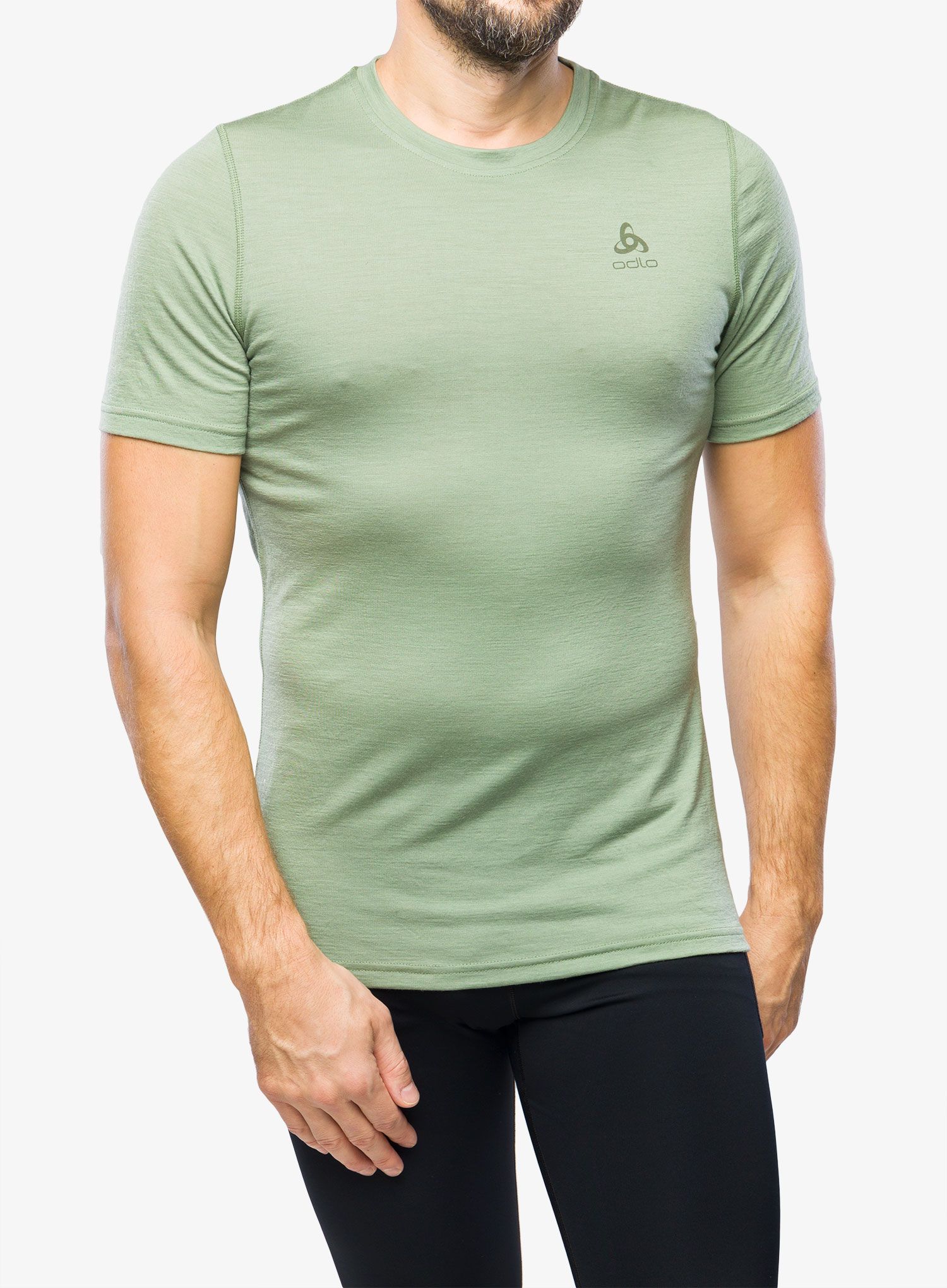 Termotriko Odlo Merino 200 BL Top Crew Neck SS - matte green