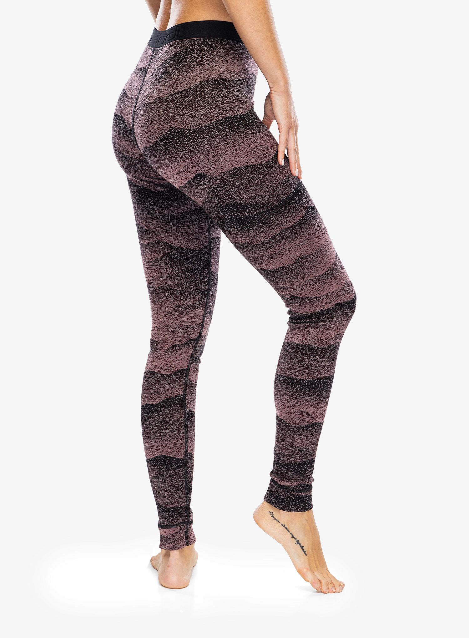 Termo legíny dámské Odlo Merino Ridgelines BL Bottom Long - fudge/black
