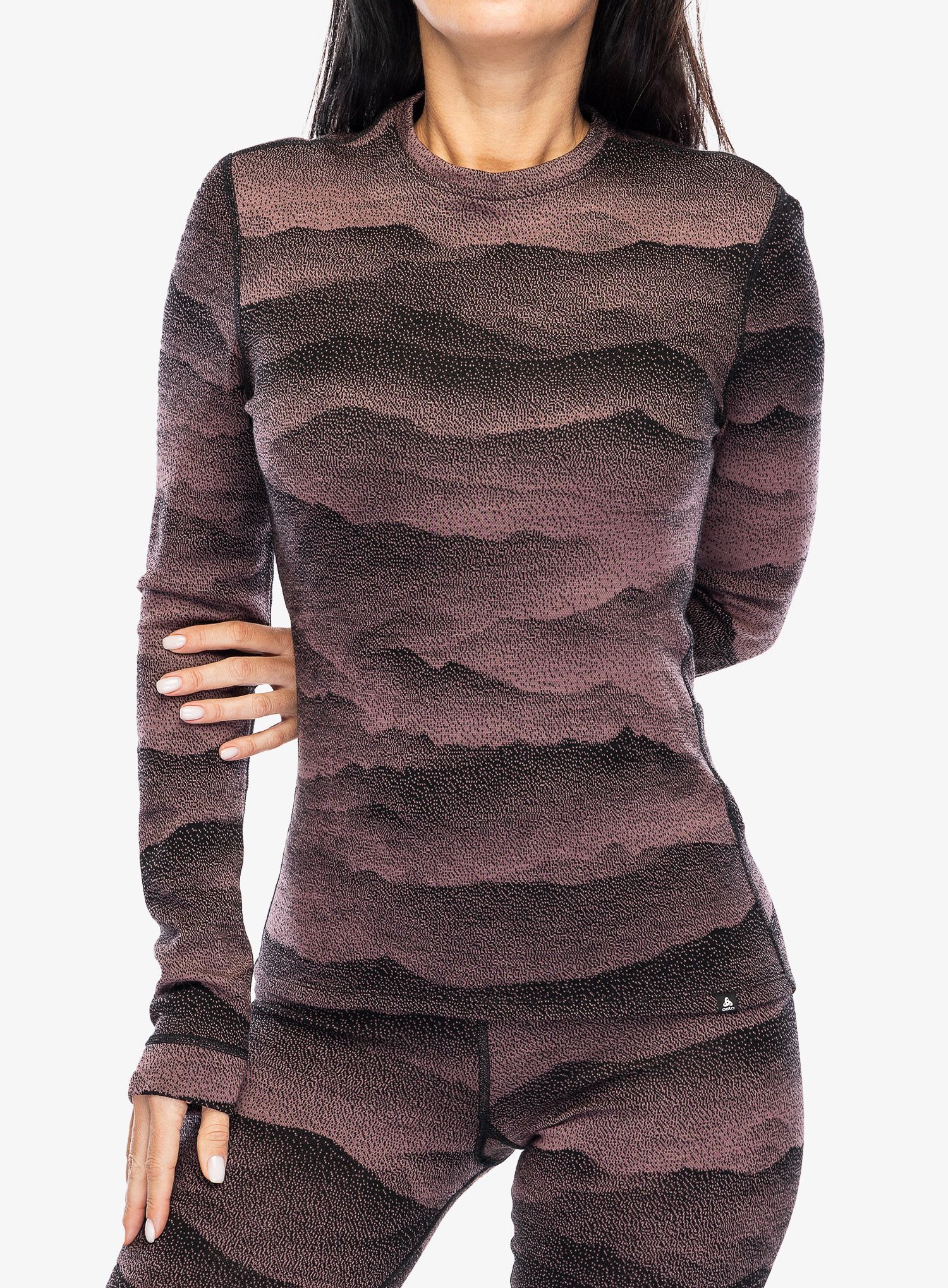 Dámská funkční mikina Odlo Merino Ridgelines BL Top Crew Neck LS - fudge/black