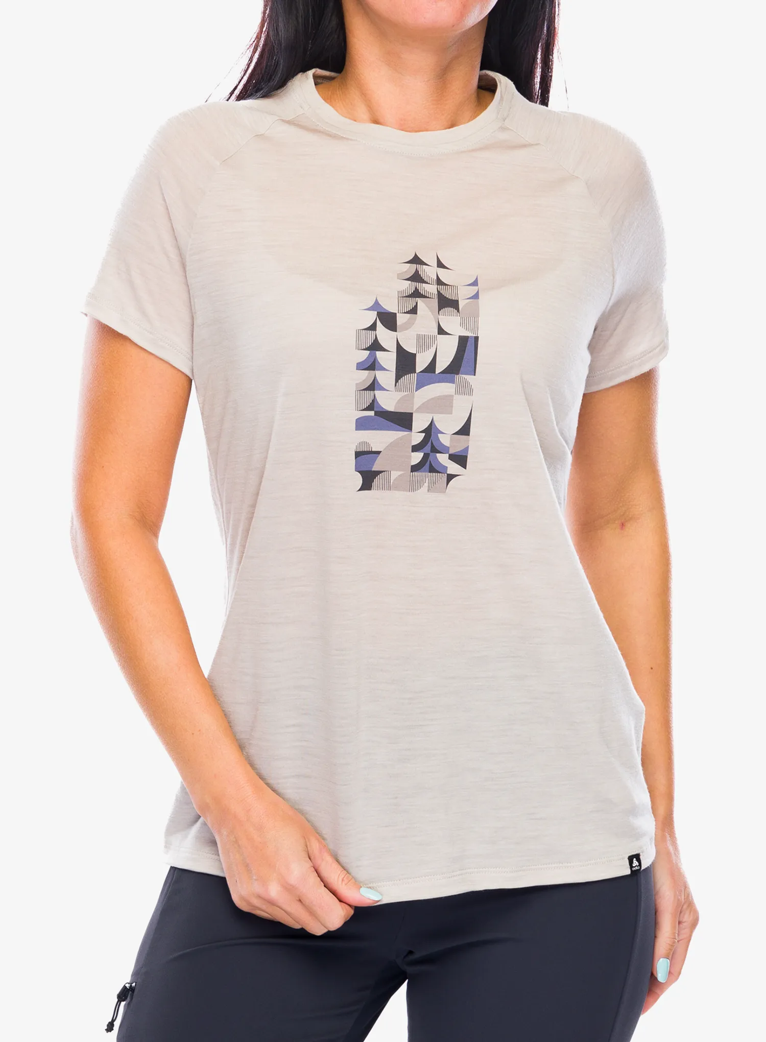 Dámské tričko Odlo Merino Tencel 130 Heritage TS Crew Neck SS - silver cloud melange