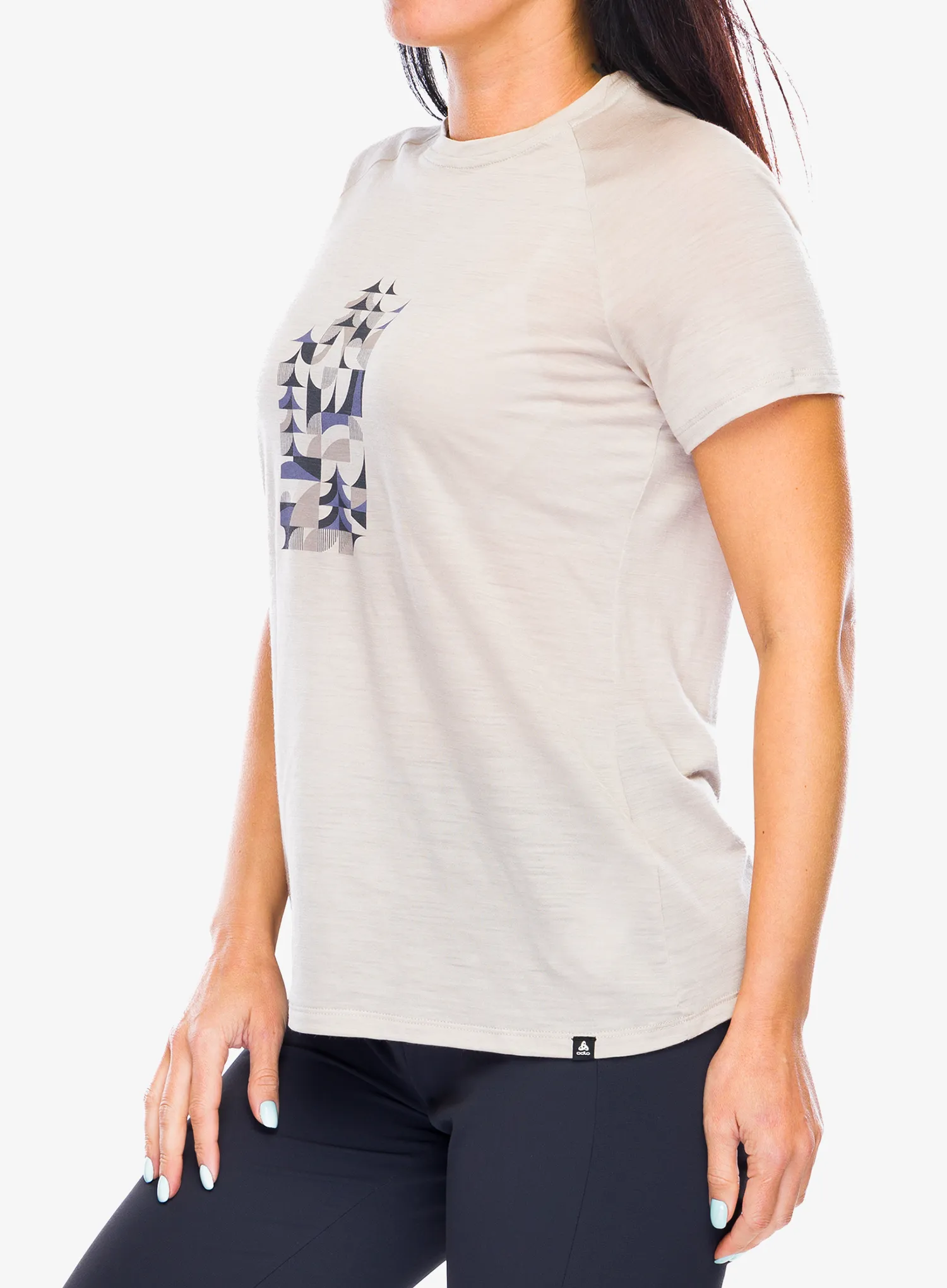 Dámské tričko Odlo Merino Tencel 130 Heritage TS Crew Neck SS - silver cloud melange
