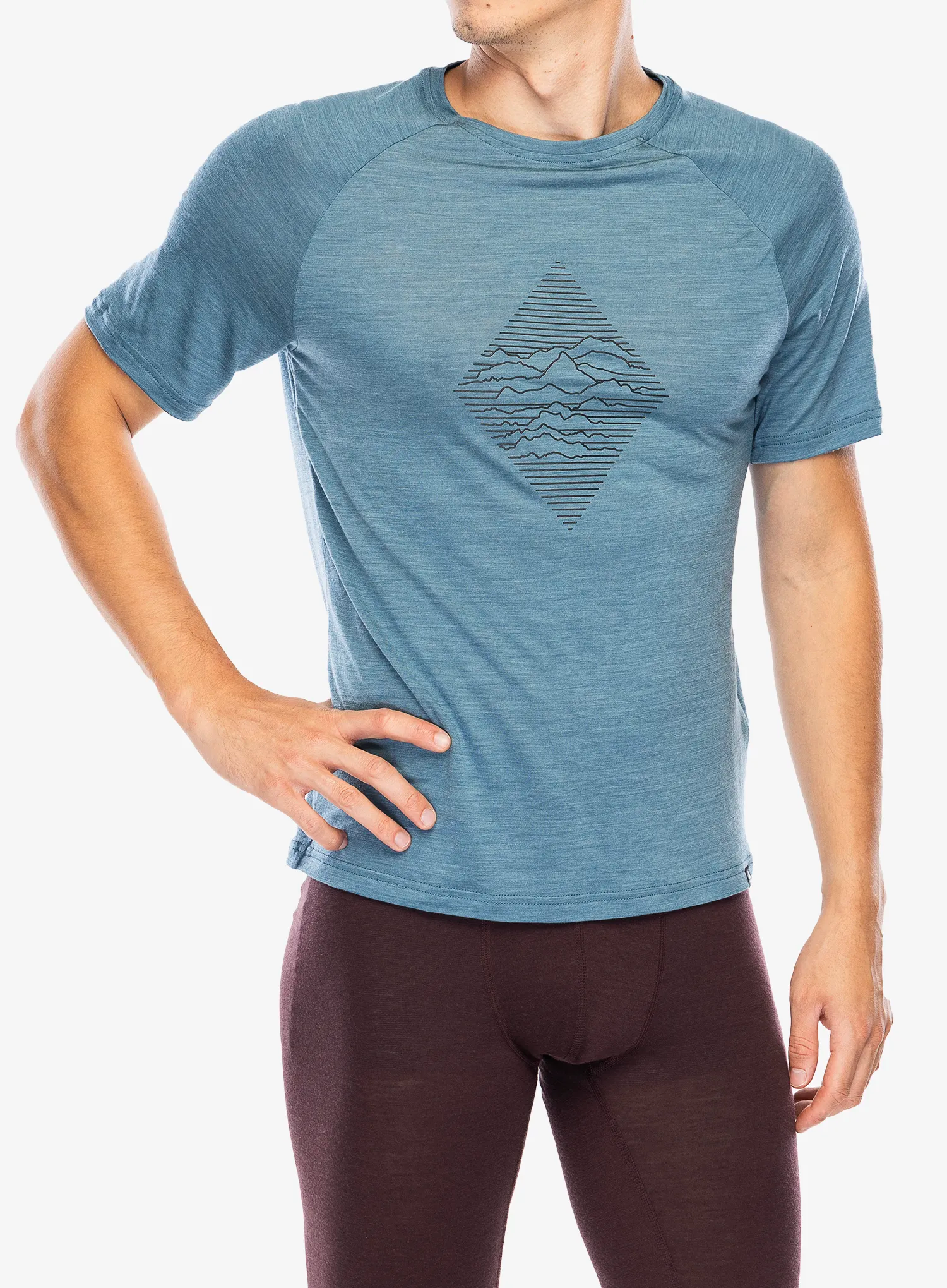 Tričko Odlo Merino Tencel 130 Peaks TS Crew Neck SS - provincial blue melange