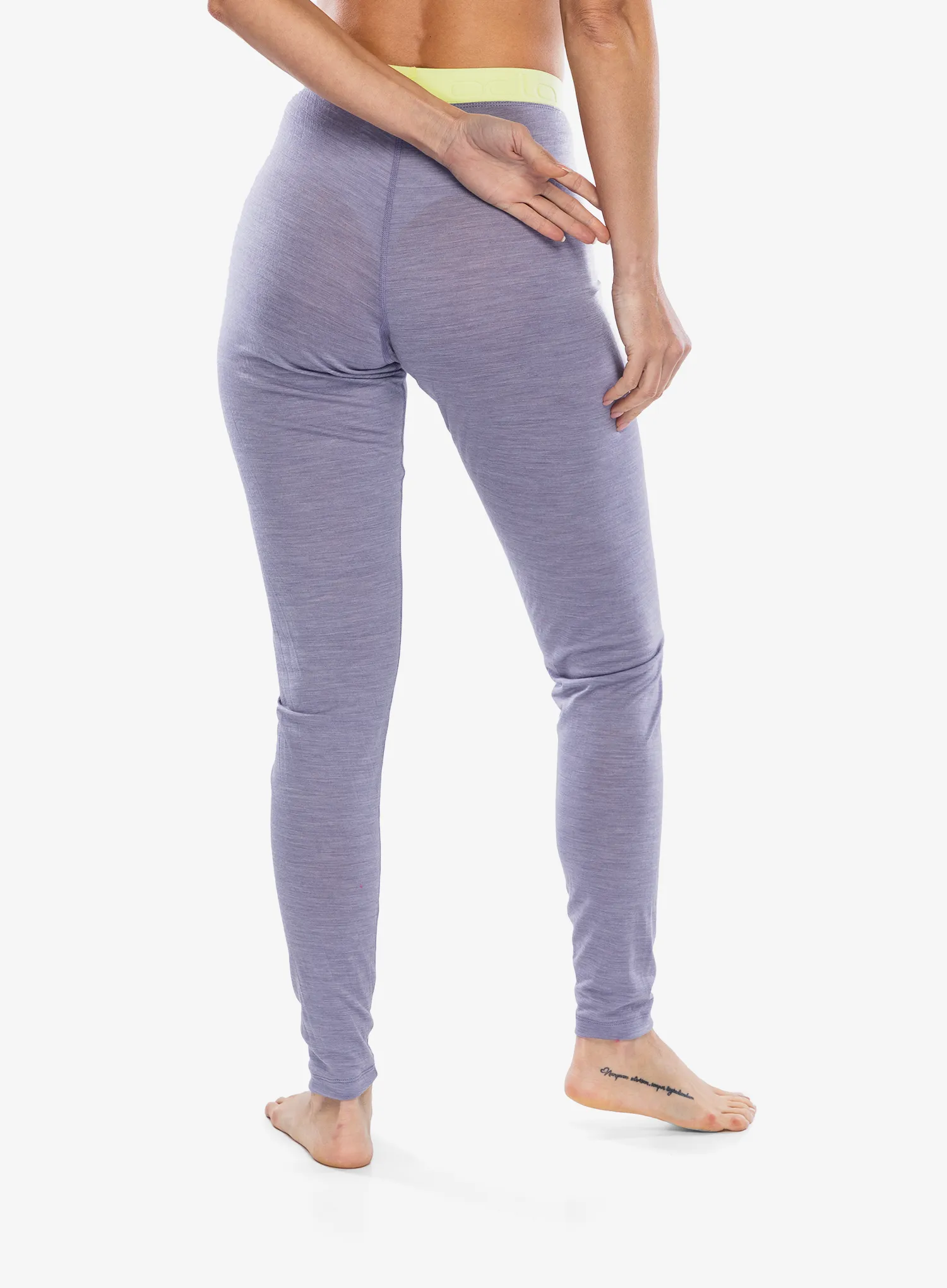 Termo legíny dámské Odlo Natural Performance PW 150 BL Bottom Long - gray ridge melange/shadow lime