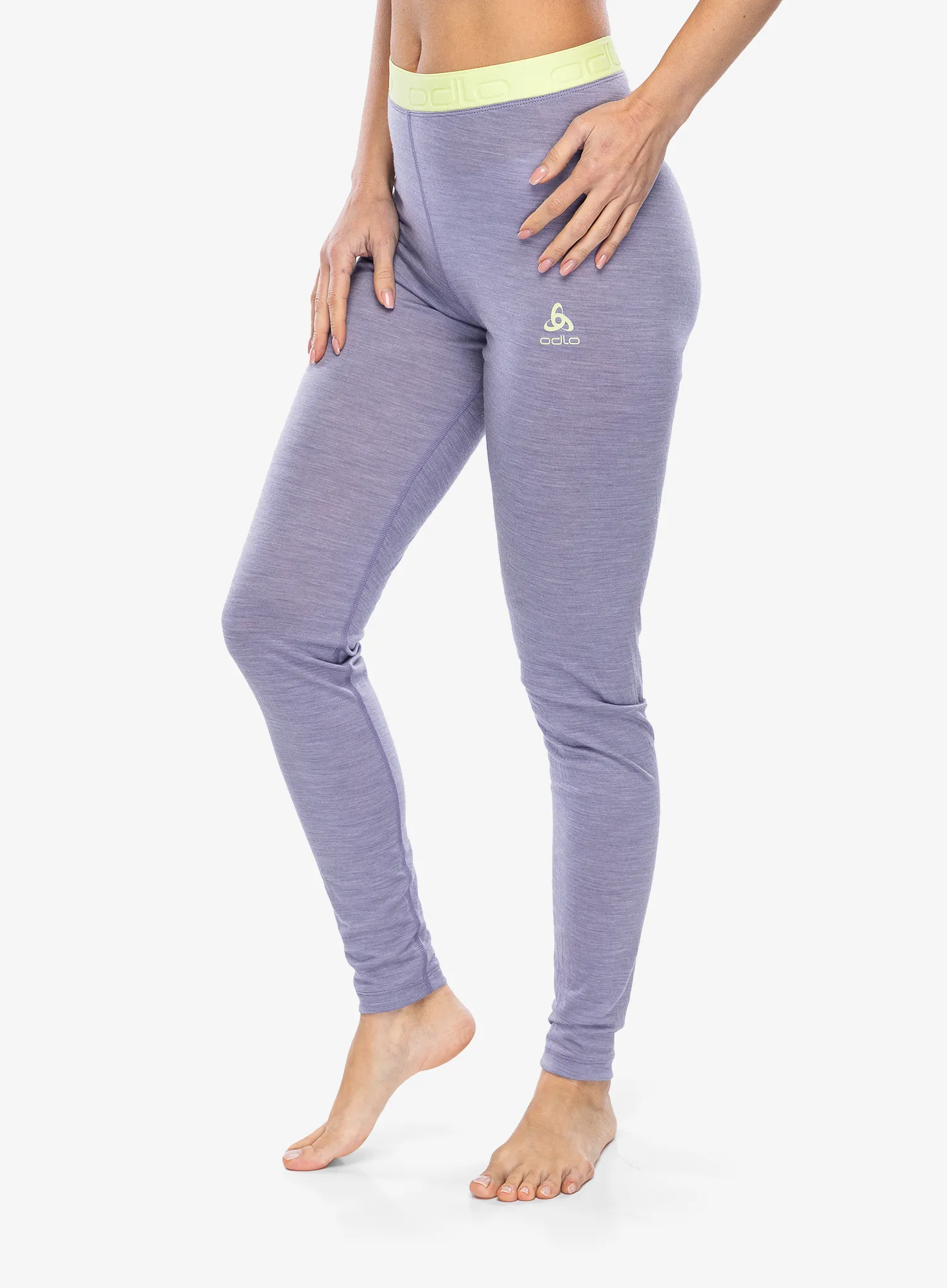 Termo legíny dámské Odlo Natural Performance PW 150 BL Bottom Long - gray ridge melange/shadow lime