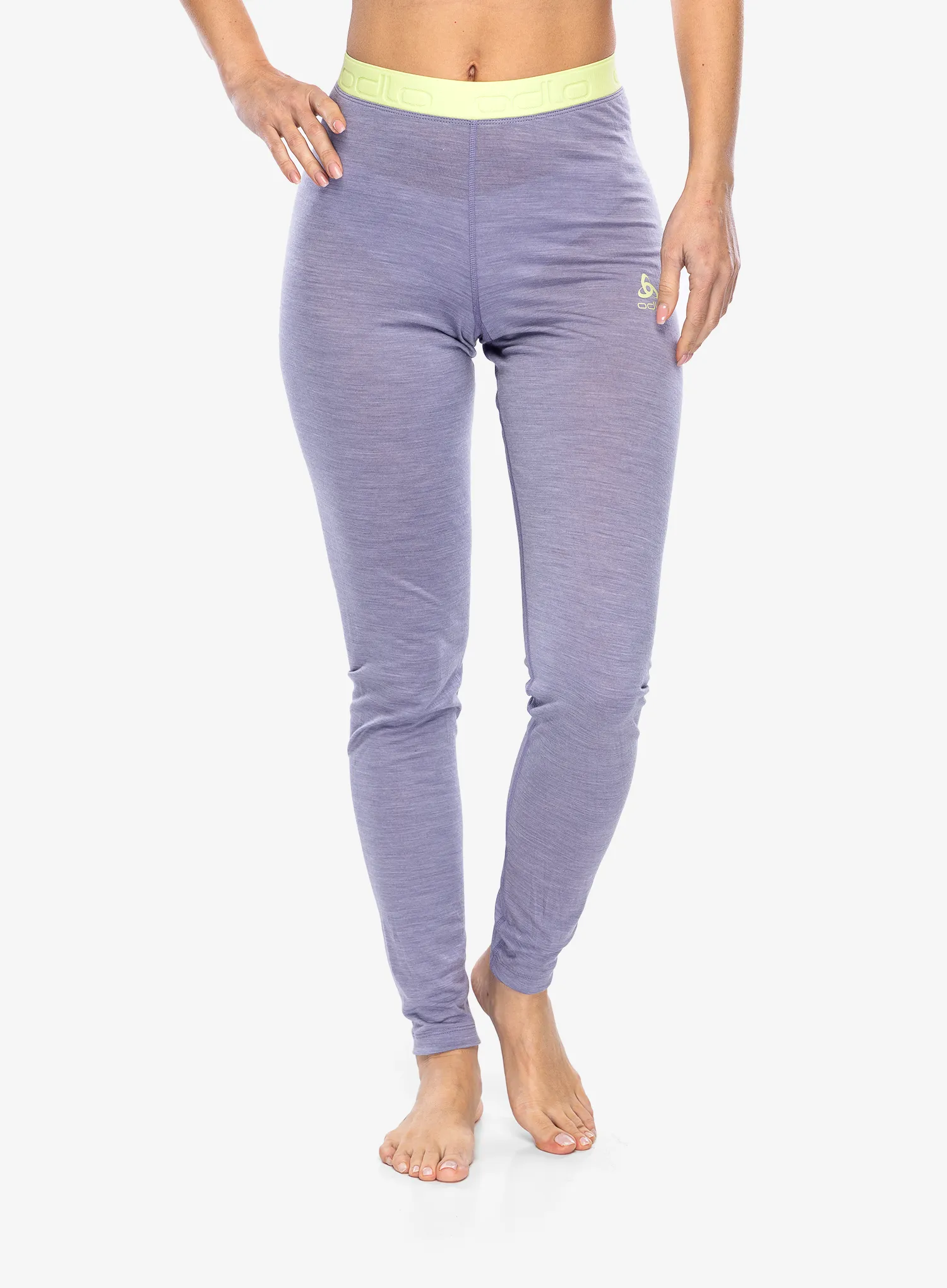 Termo legíny dámské Odlo Natural Performance PW 150 BL Bottom Long - gray ridge melange/shadow lime