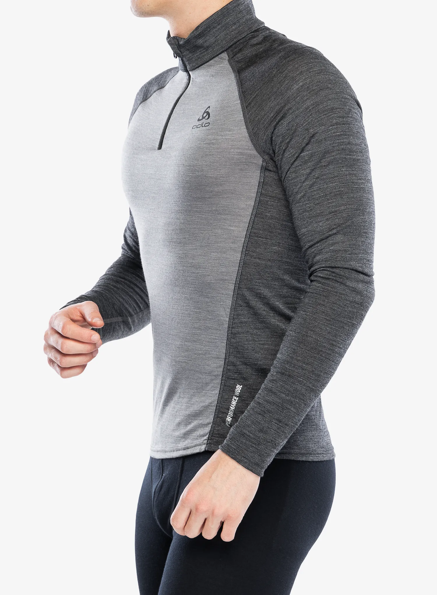 Funkční mikina Odlo Natural Performance PW 150 BL Top Turtle Neck LS Half Zip - grey melange