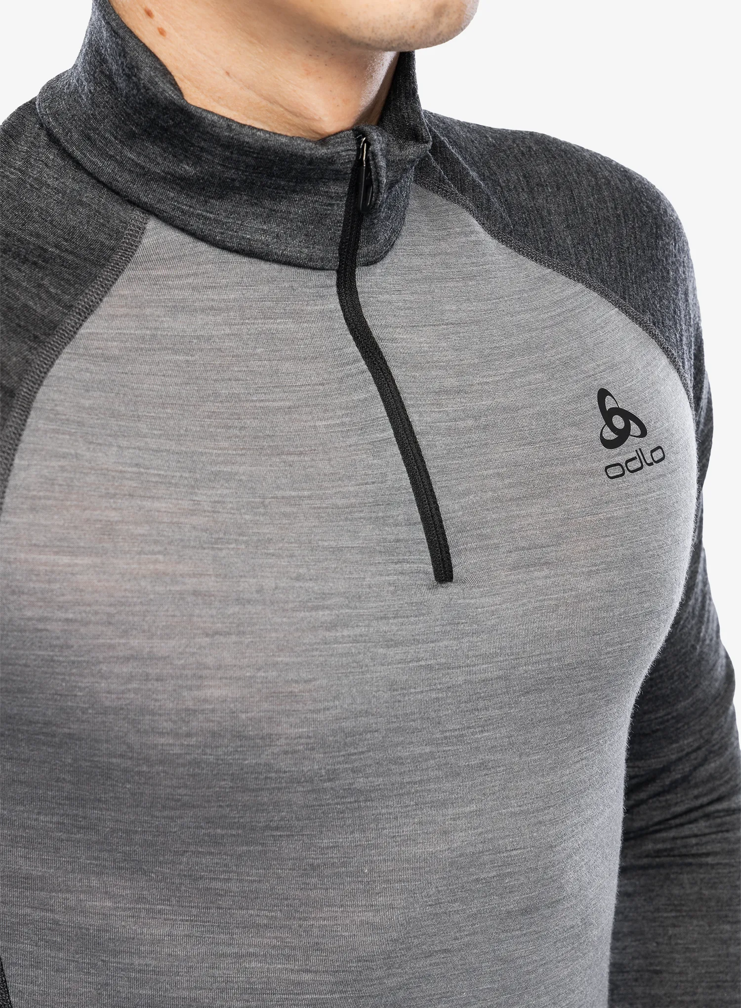 Funkční mikina Odlo Natural Performance PW 150 BL Top Turtle Neck LS Half Zip - grey melange