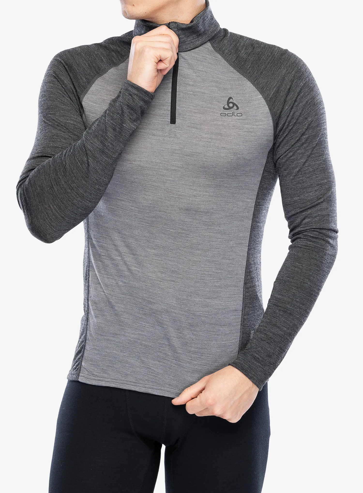 Funkční mikina Odlo Natural Performance PW 150 BL Top Turtle Neck LS Half Zip - grey melange
