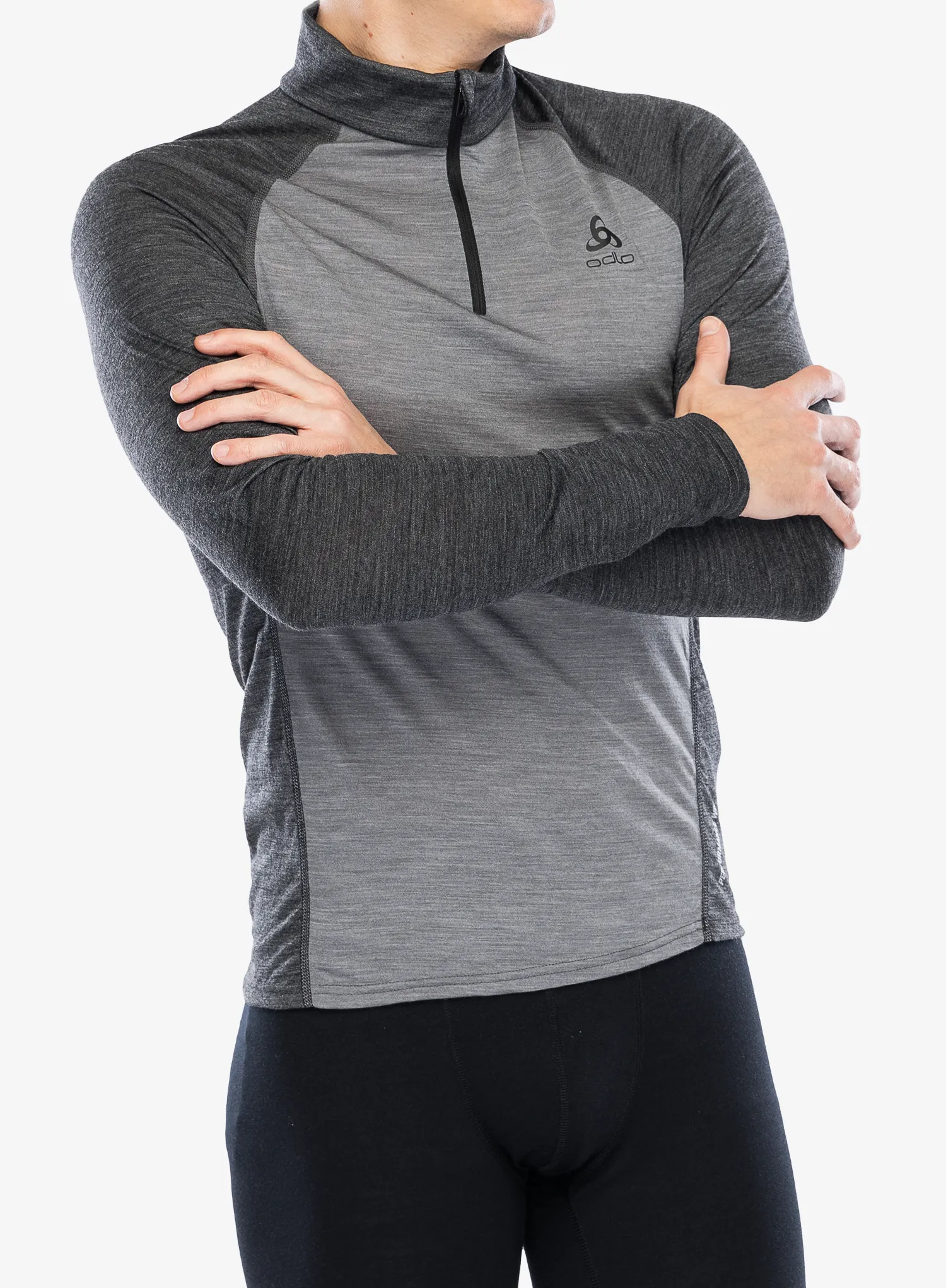 Funkční mikina Odlo Natural Performance PW 150 BL Top Turtle Neck LS Half Zip - grey melange