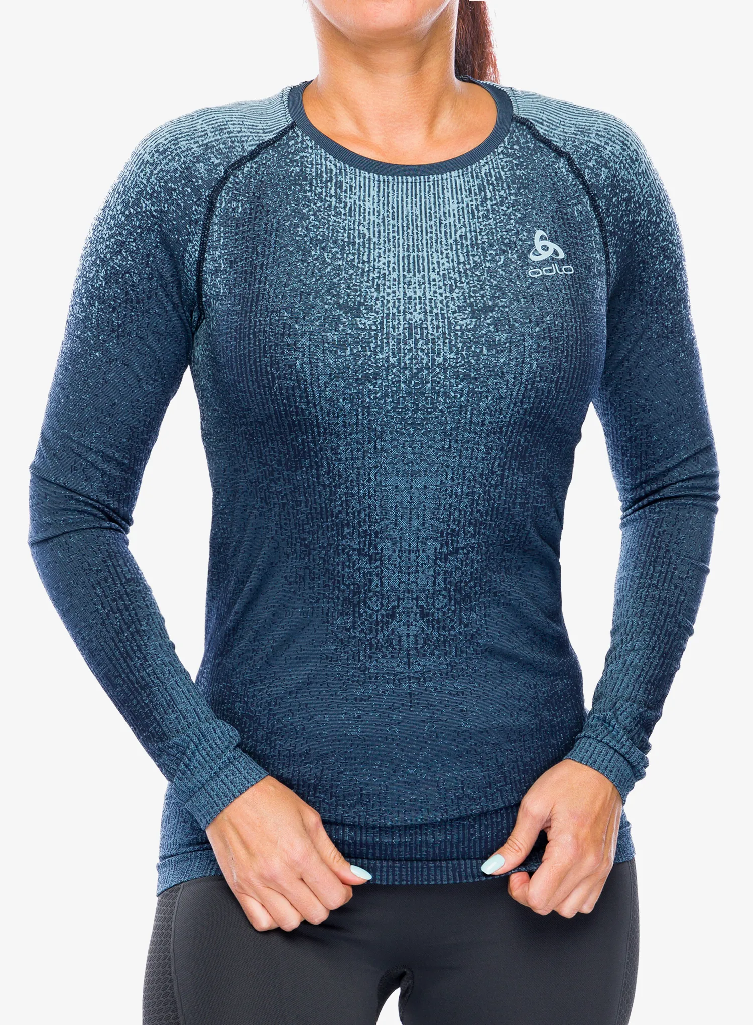 Dámská funkční mikina Odlo Performance Warm Blackcomb BL Top Crew Neck LS - provincial blue