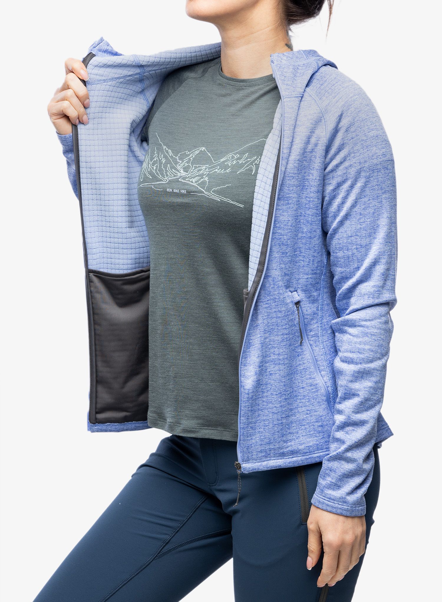 Dámská mikina Odlo Tencia Mid Layer Hoody Full Zip - persian jewel melange