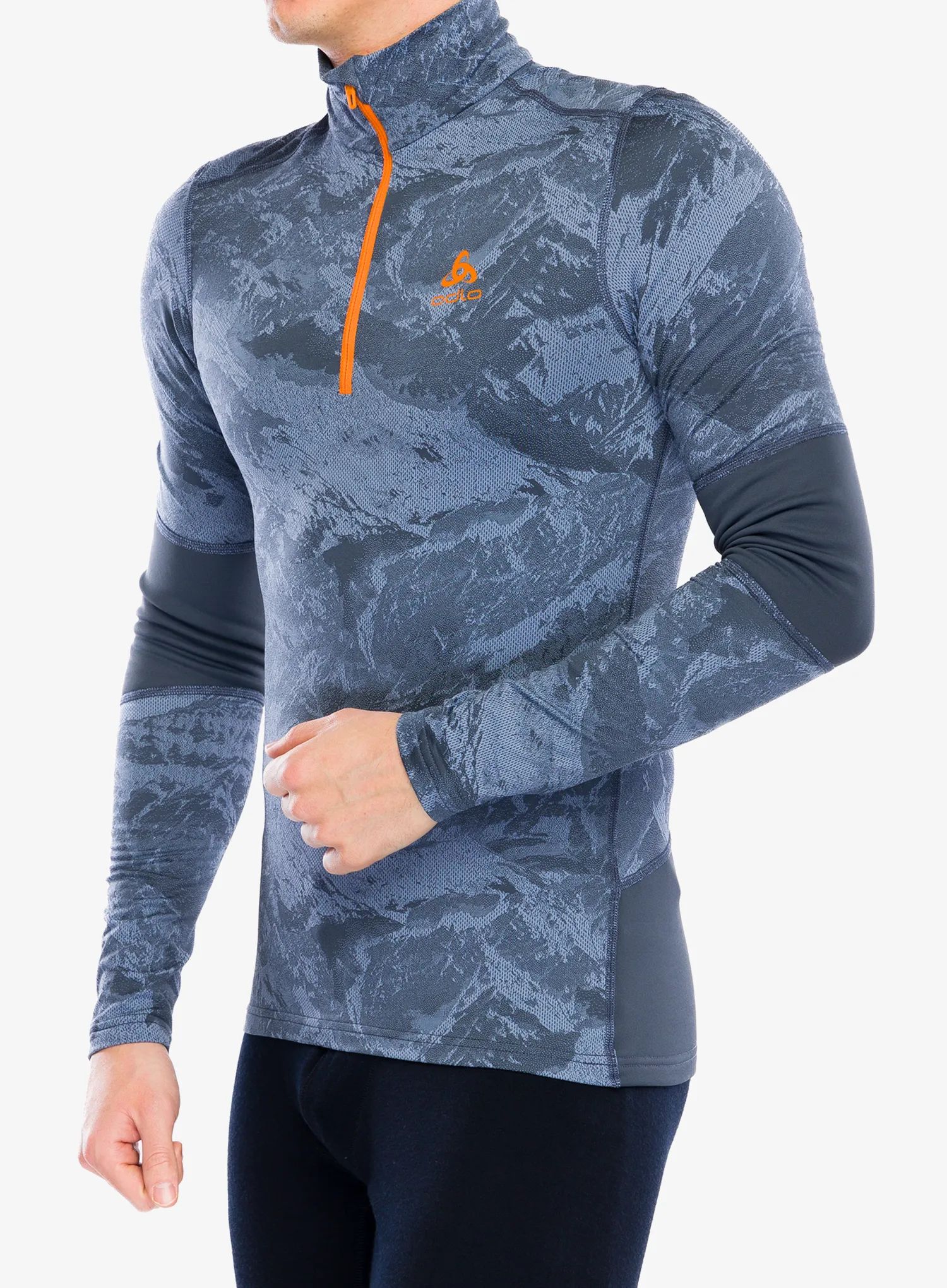 Funkční mikina Odlo Whistler Eco BL Top Turtle Neck LS Half Zip - folkstone gray/india ink
