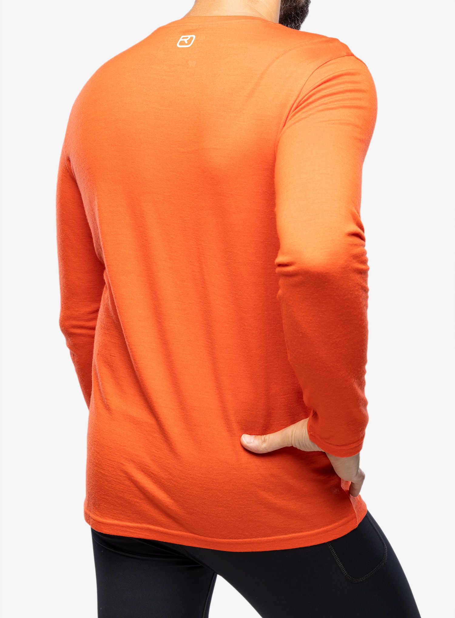 Tričko s dlouhým rukávem Ortovox 185 Merino Brand Outline LS - hot orange