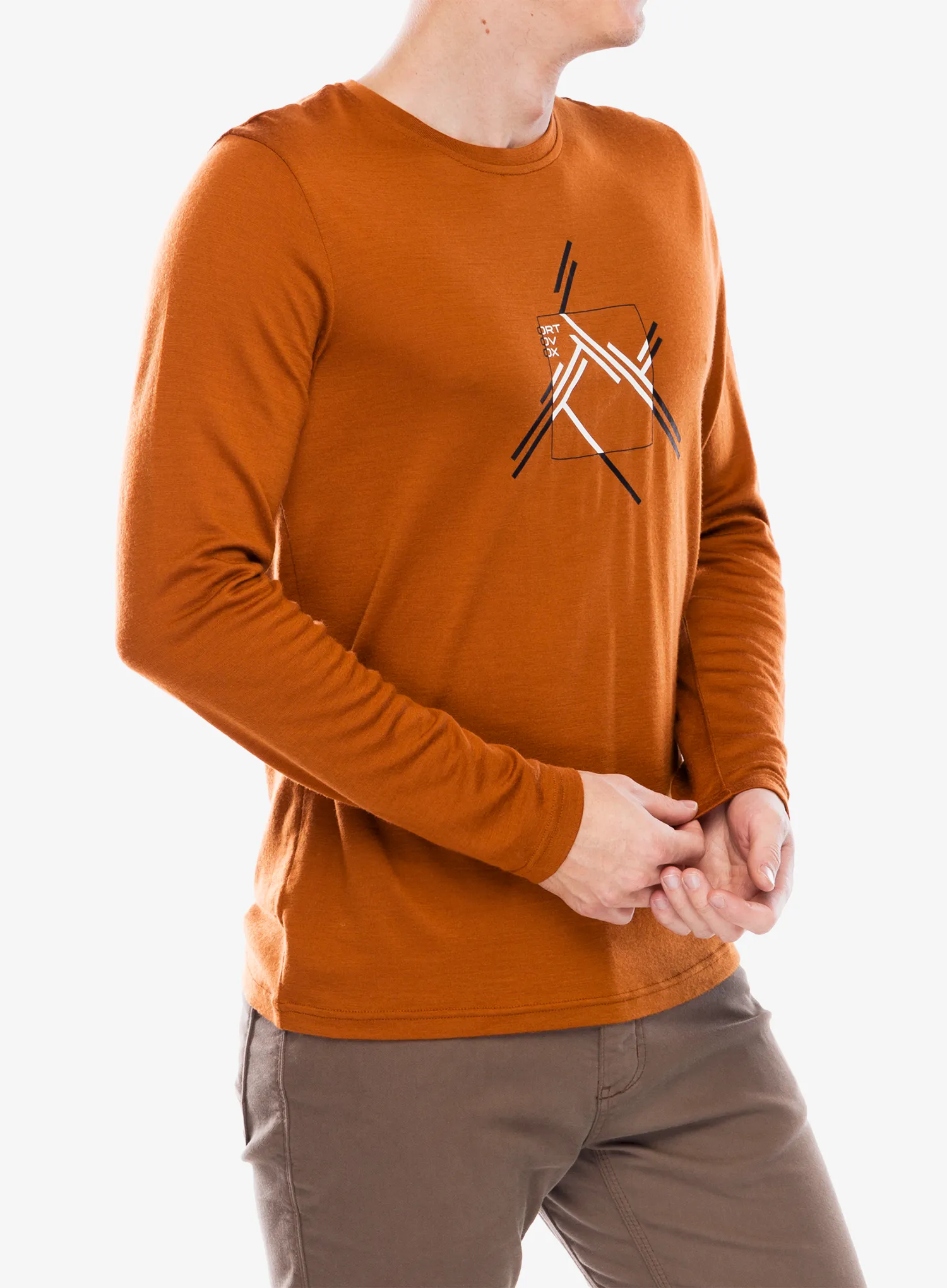Longsleeve Ortovox 185 Merino Mtn Cutout LS - bristle brown
