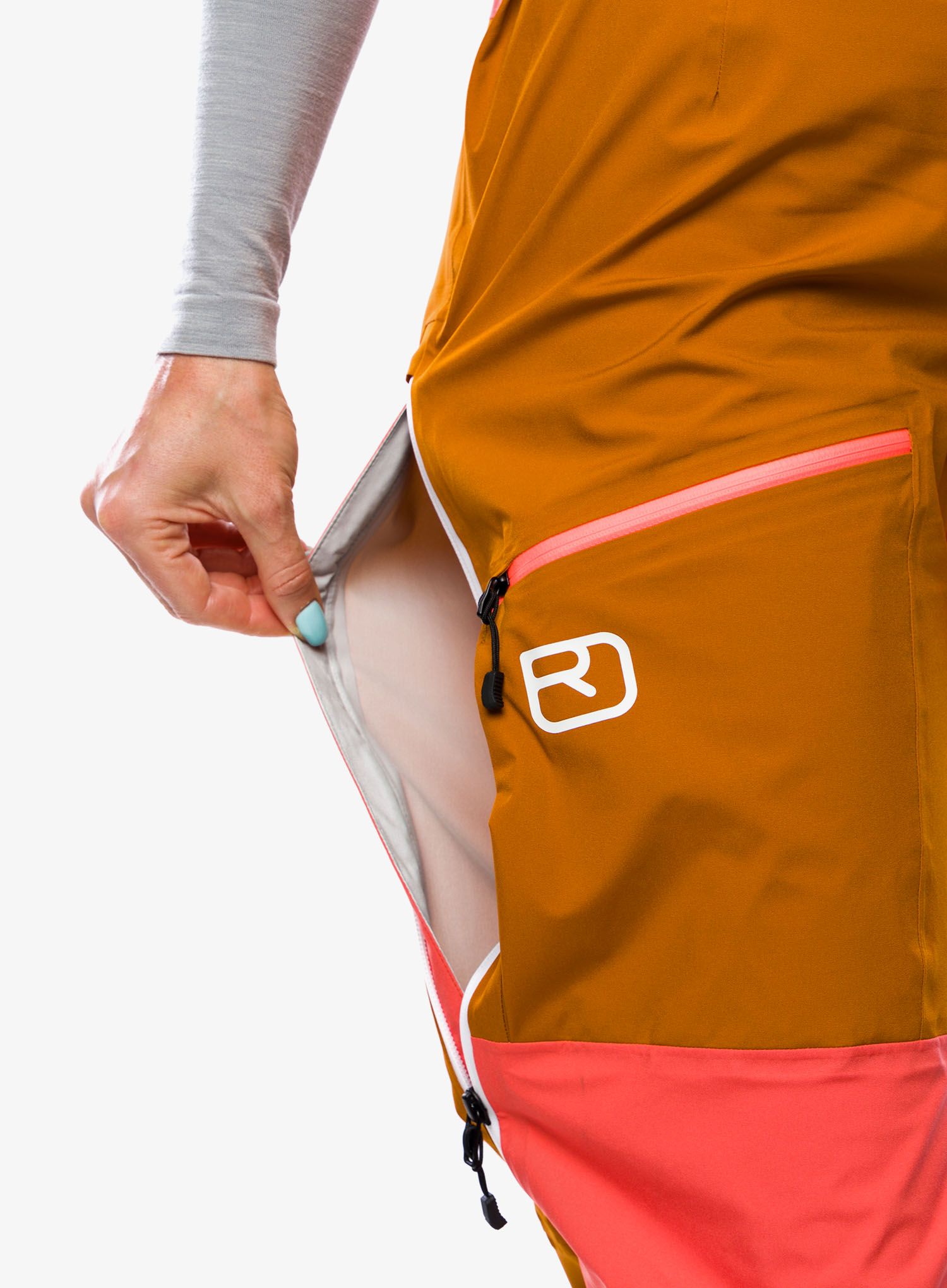 Skialpové kalhoty dámské Ortovox 3L Ortler Pants - coral
