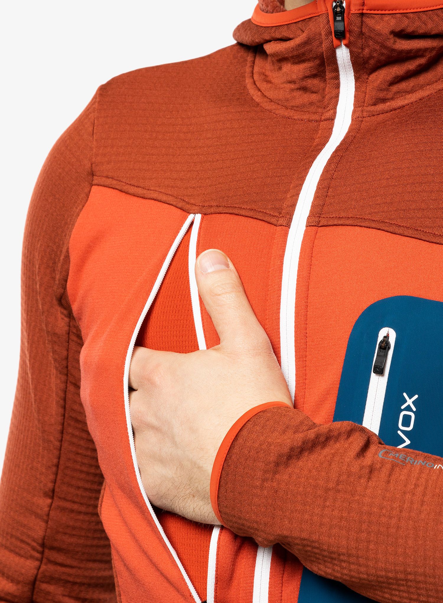 Pánská mikina Ortovox Fleece Grid Hoody - clay orange