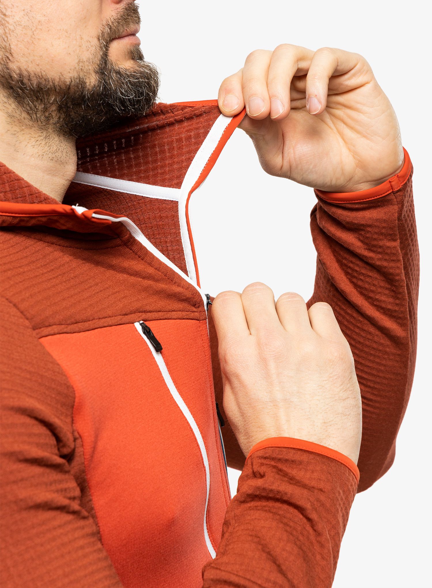 Pánská mikina Ortovox Fleece Grid Hoody - clay orange