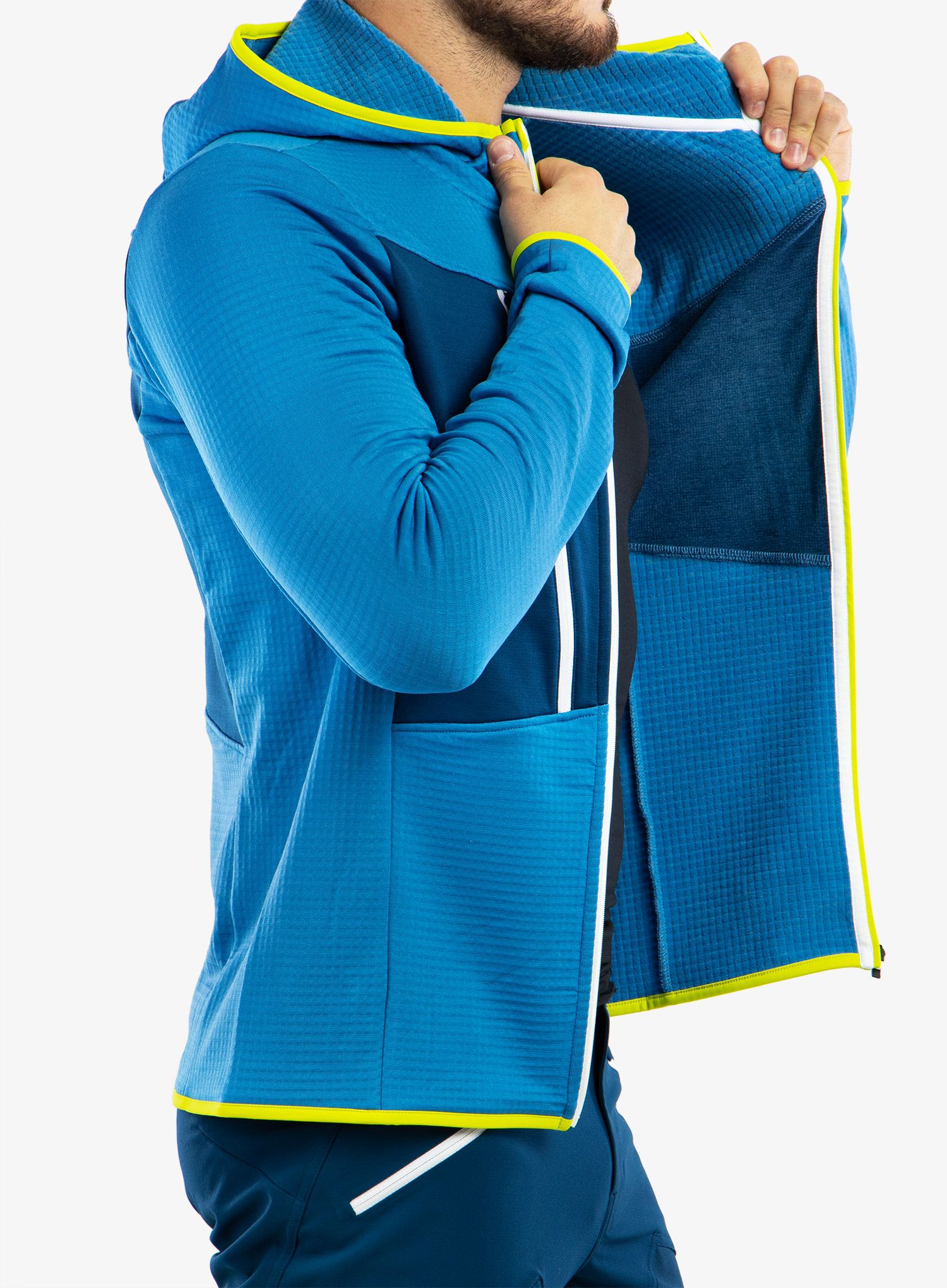 Skialpová mikina Ortovox Fleece Grid Hoody - heritage blue