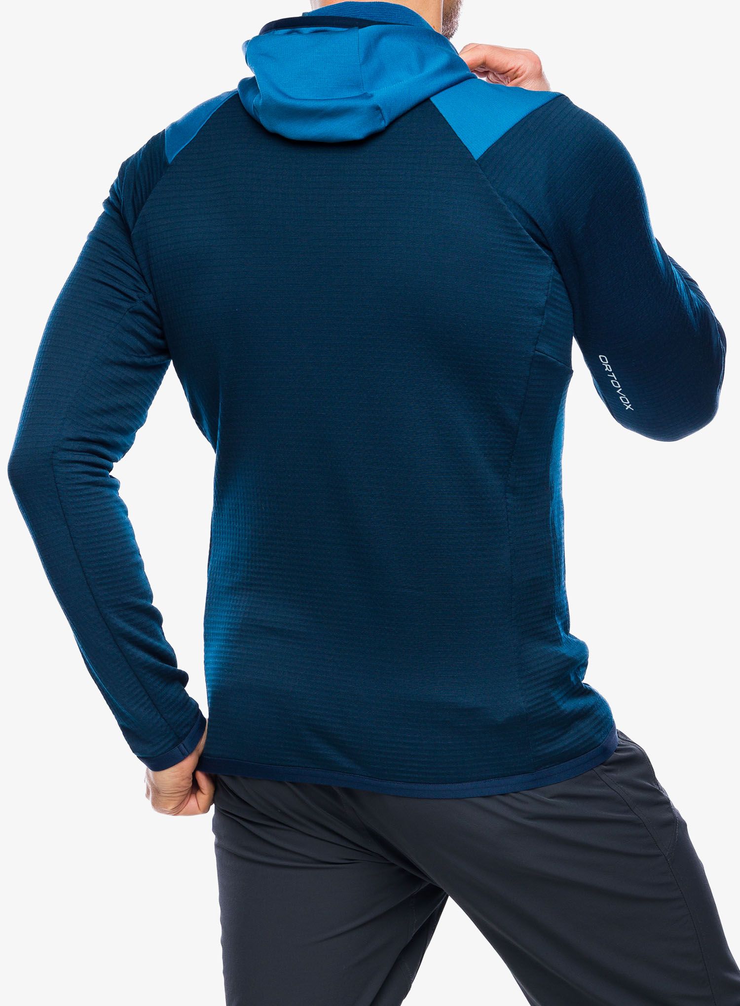 Mikina s kapucí Ortovox Fleece Grid Hoody - mountain blue